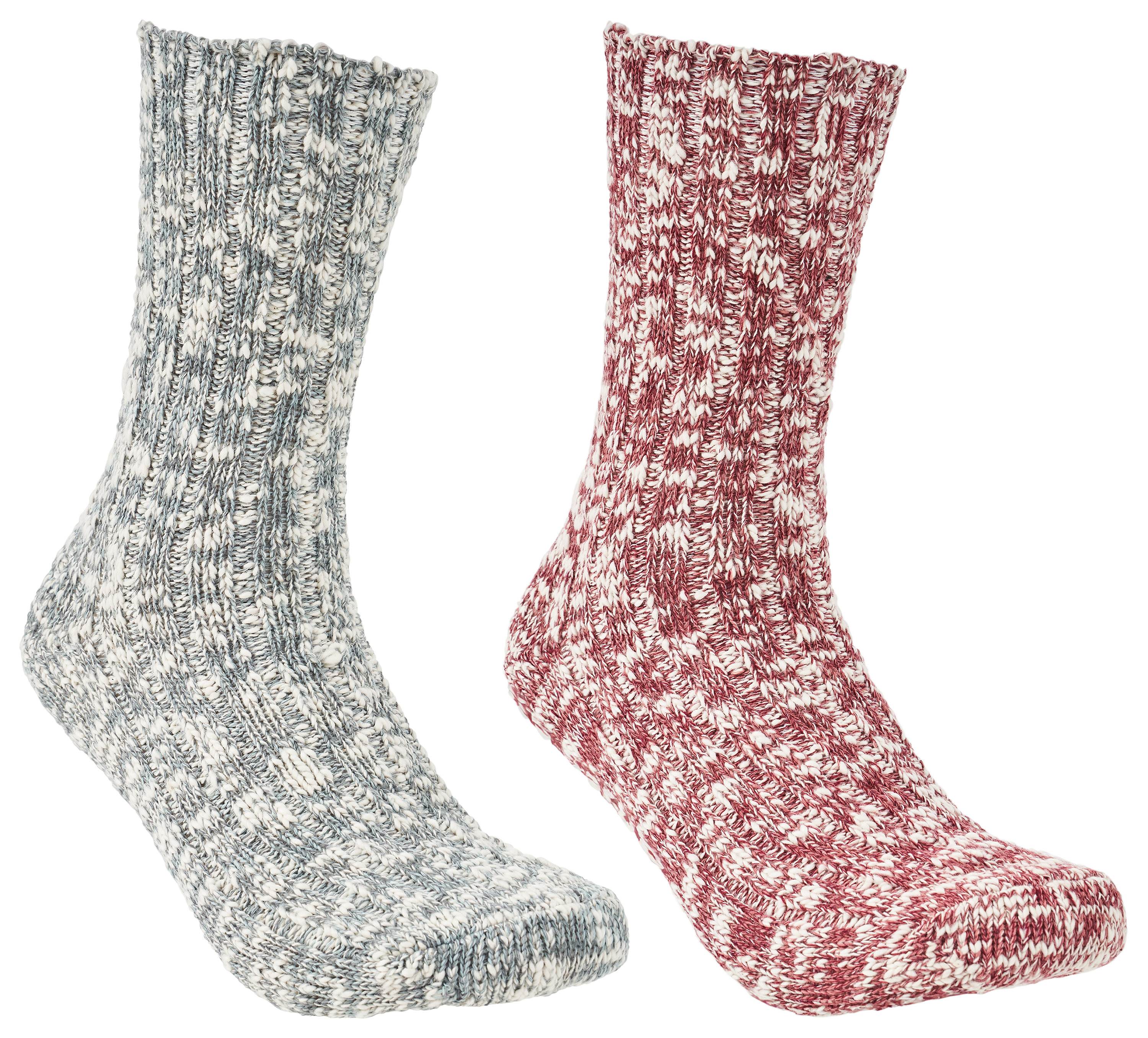 Image of Natural Reflections Cabin Knit Crew Socks for Ladies 2-Pair Pack - Blue/Mauve