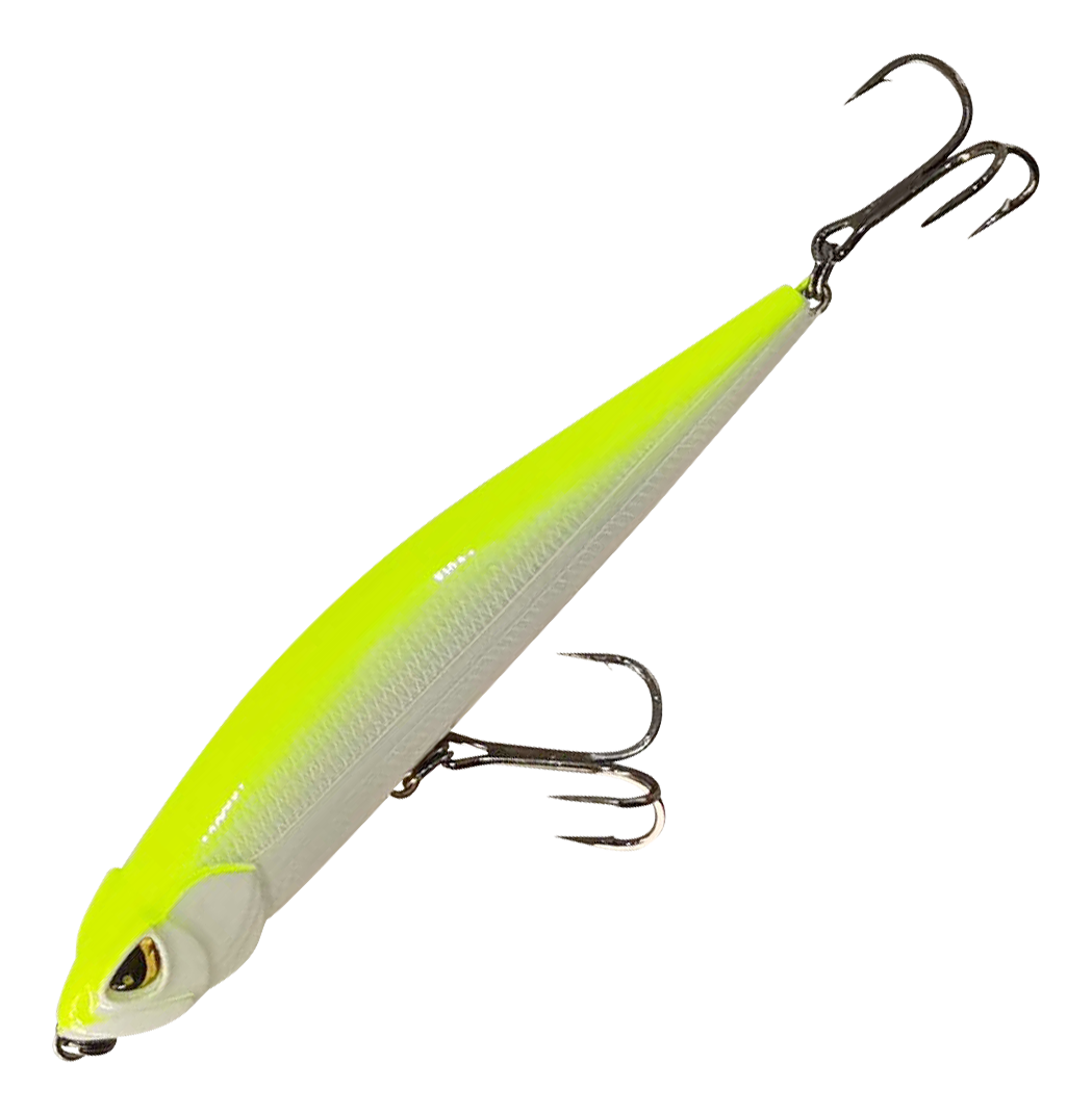 Image of "Greenfish Tackle DOT Minnow - Chartreuse/Pearl - 3-1/3"" - 1/2 oz."