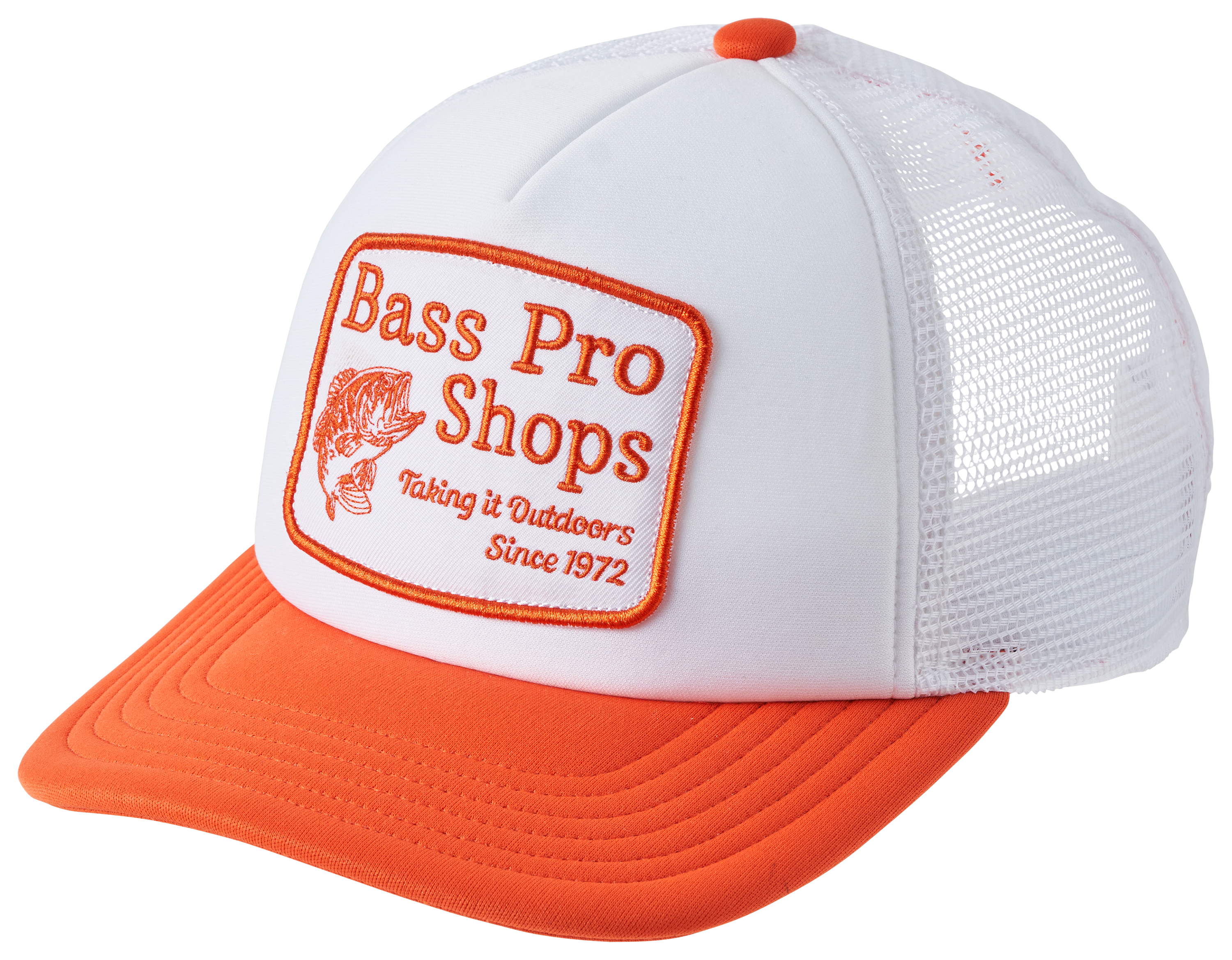 Image of Bass Pro Shops Billboard Patch Trucker Mesh-Back Snapback Cap - Orange