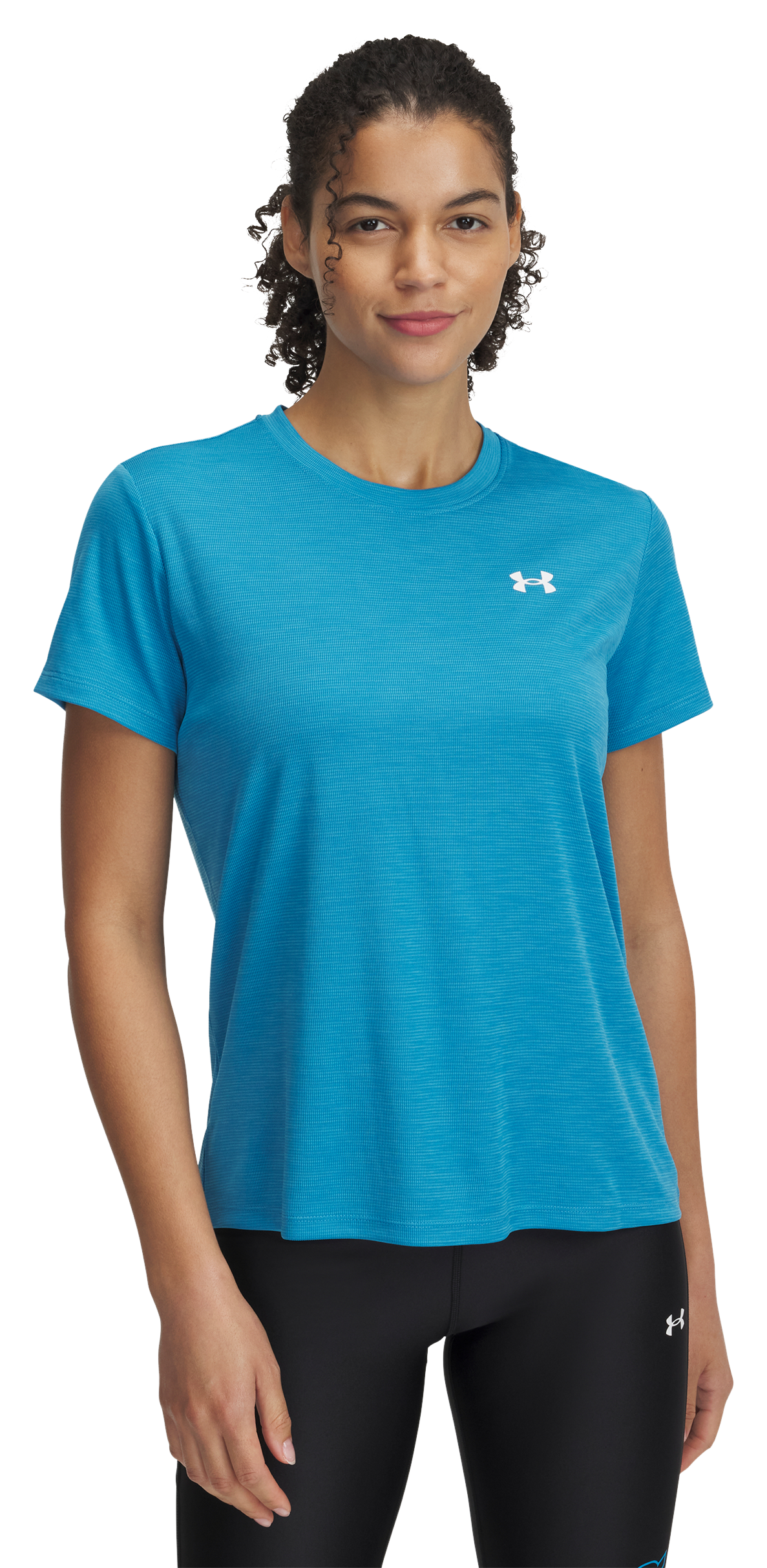 Image of Under Armour Tech Textured Short-Sleeve T-Shirt for Ladies - Ether Blue/White - XS