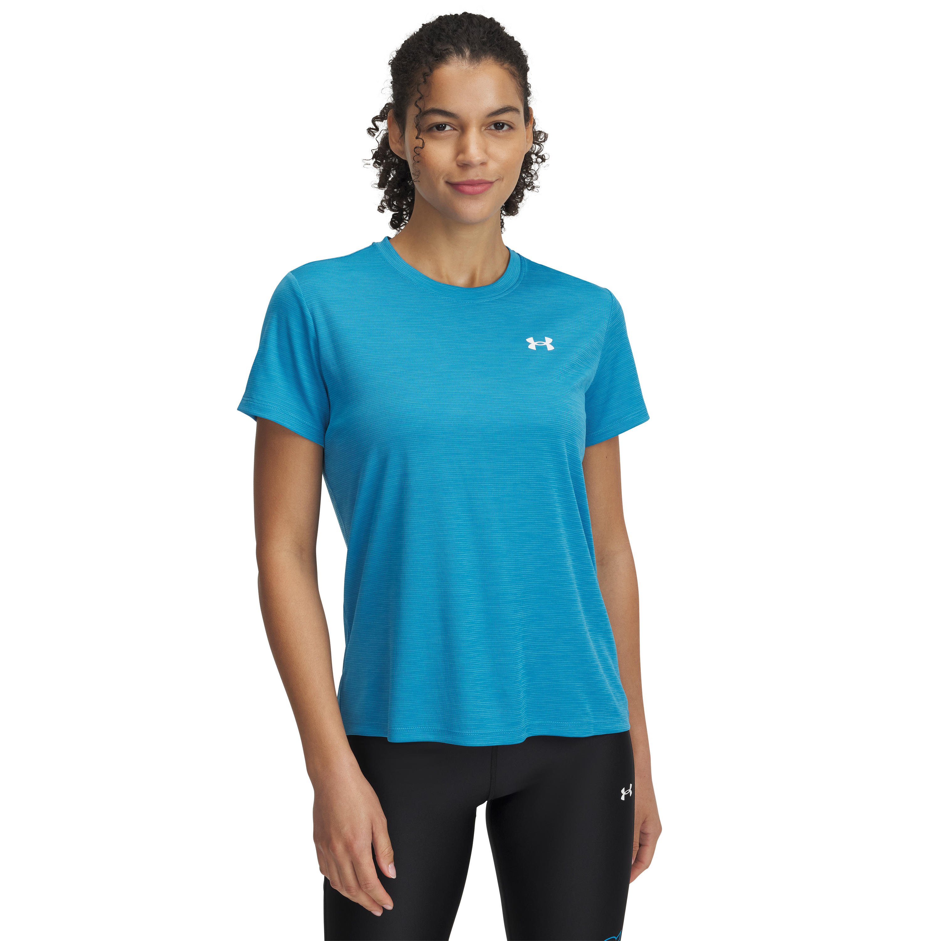 Image of Under Armour Tech Textured Short-Sleeve T-Shirt for Ladies - Ether Blue/White - L