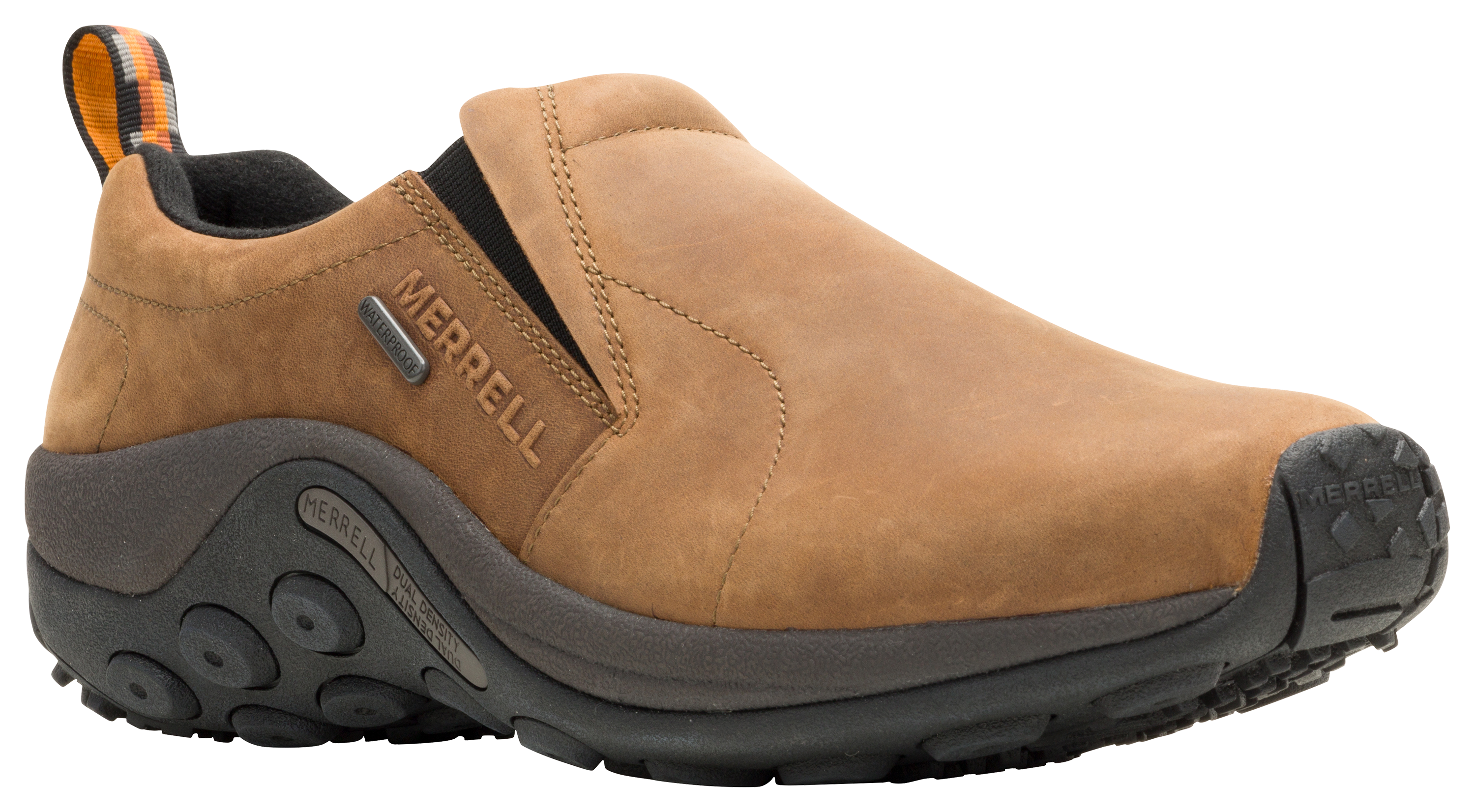 Image of Merrell Jungle Moc Nubuck Waterproof Slip-On Shoes for Men - Brown - 9M