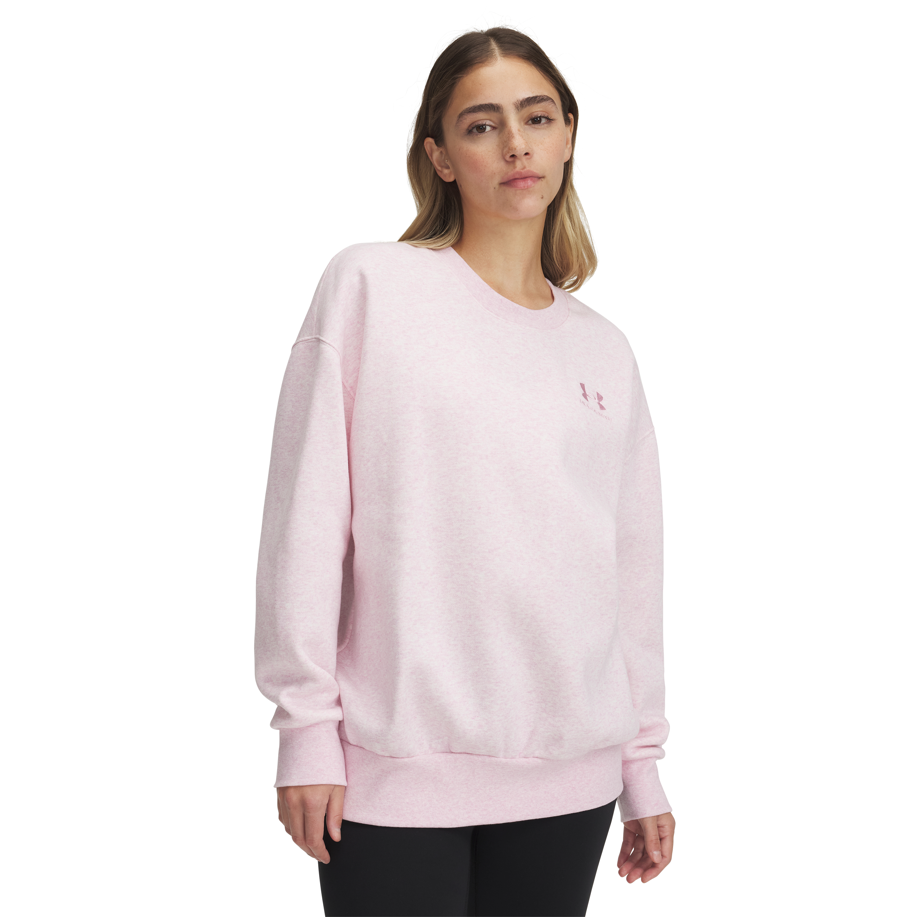 Image of Under Armour Icon Fleece Oversized Crew for Ladies - Prime Pink/Prime Pink - L
