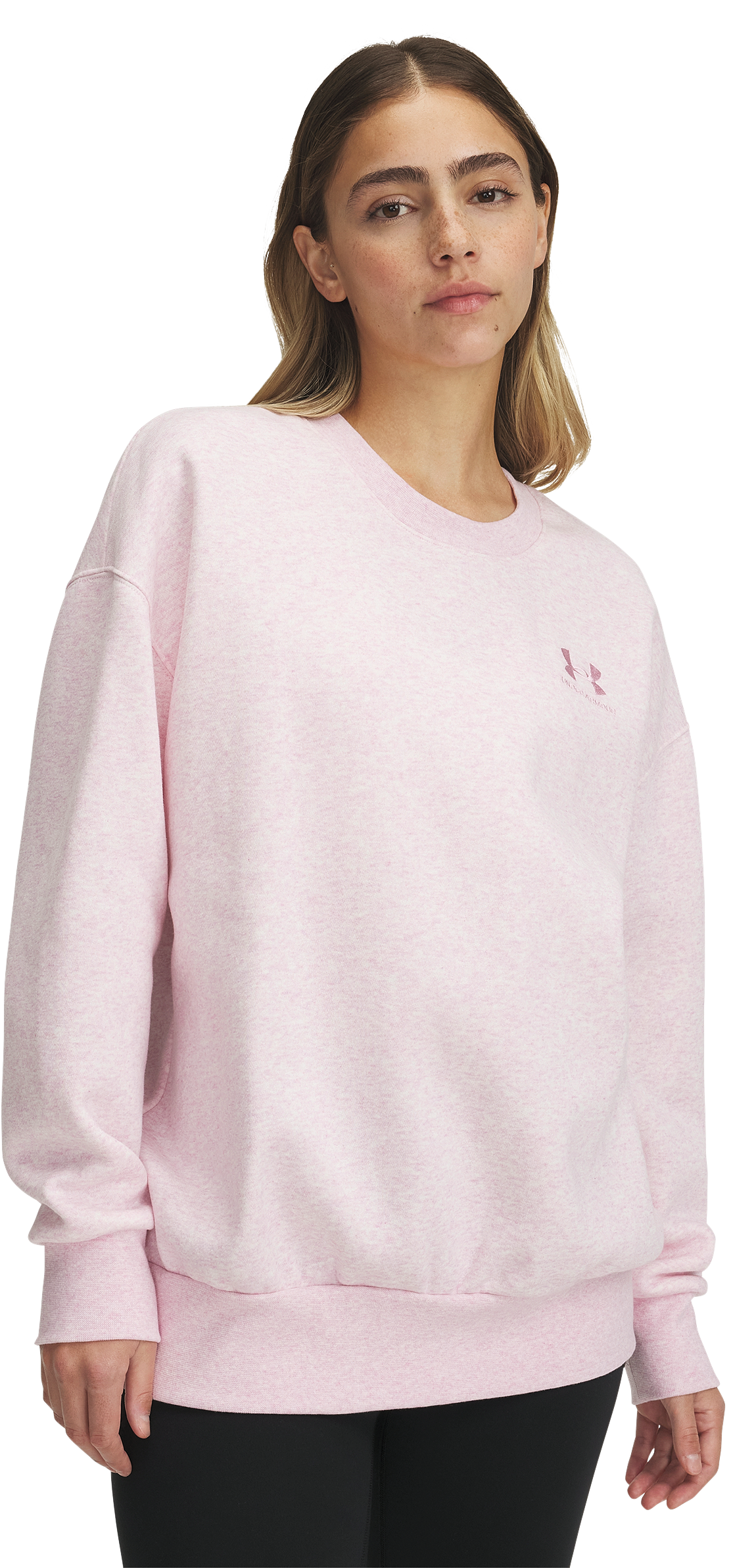 Image of Under Armour Icon Fleece Oversized Crew for Ladies - Prime Pink/Prime Pink - XL