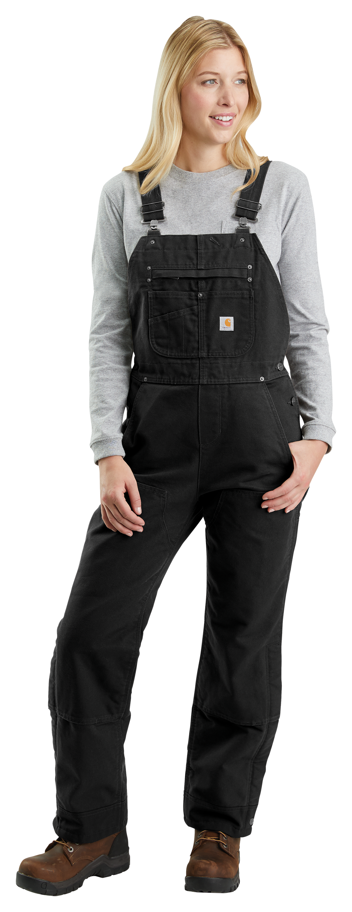 Image of Carhartt Quilt-Lined Duck Bib Overalls for Ladies - Black
