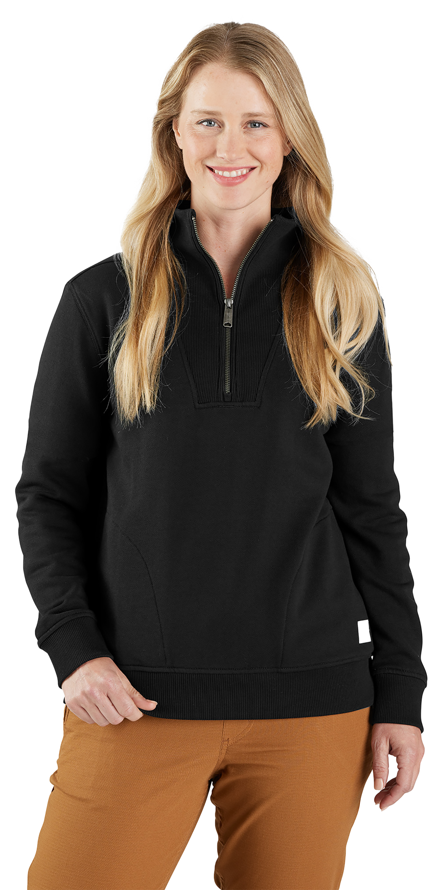 Image of Carhartt TENCEL Fiber Series Relaxed-Fit Half-Zip Long-Sleeve Sweatshirt for Ladies - Black - M