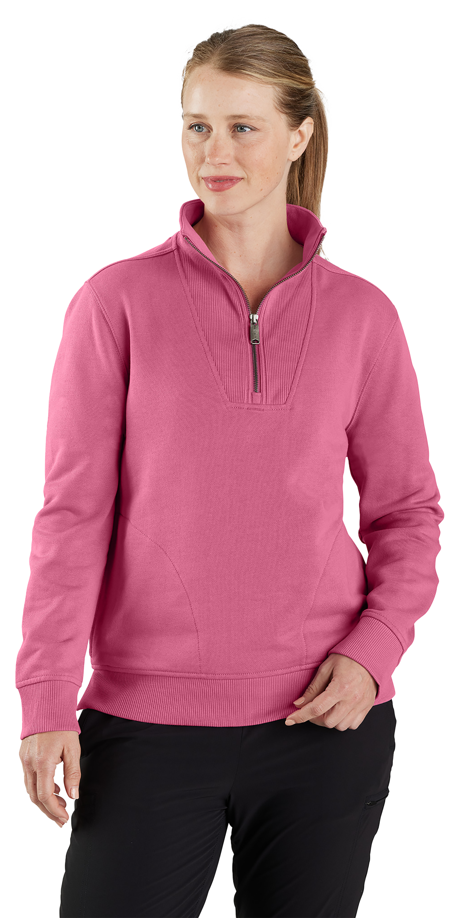 Image of Carhartt TENCEL Fiber Series Relaxed-Fit Half-Zip Long-Sleeve Sweatshirt for Ladies - Woodrose - S