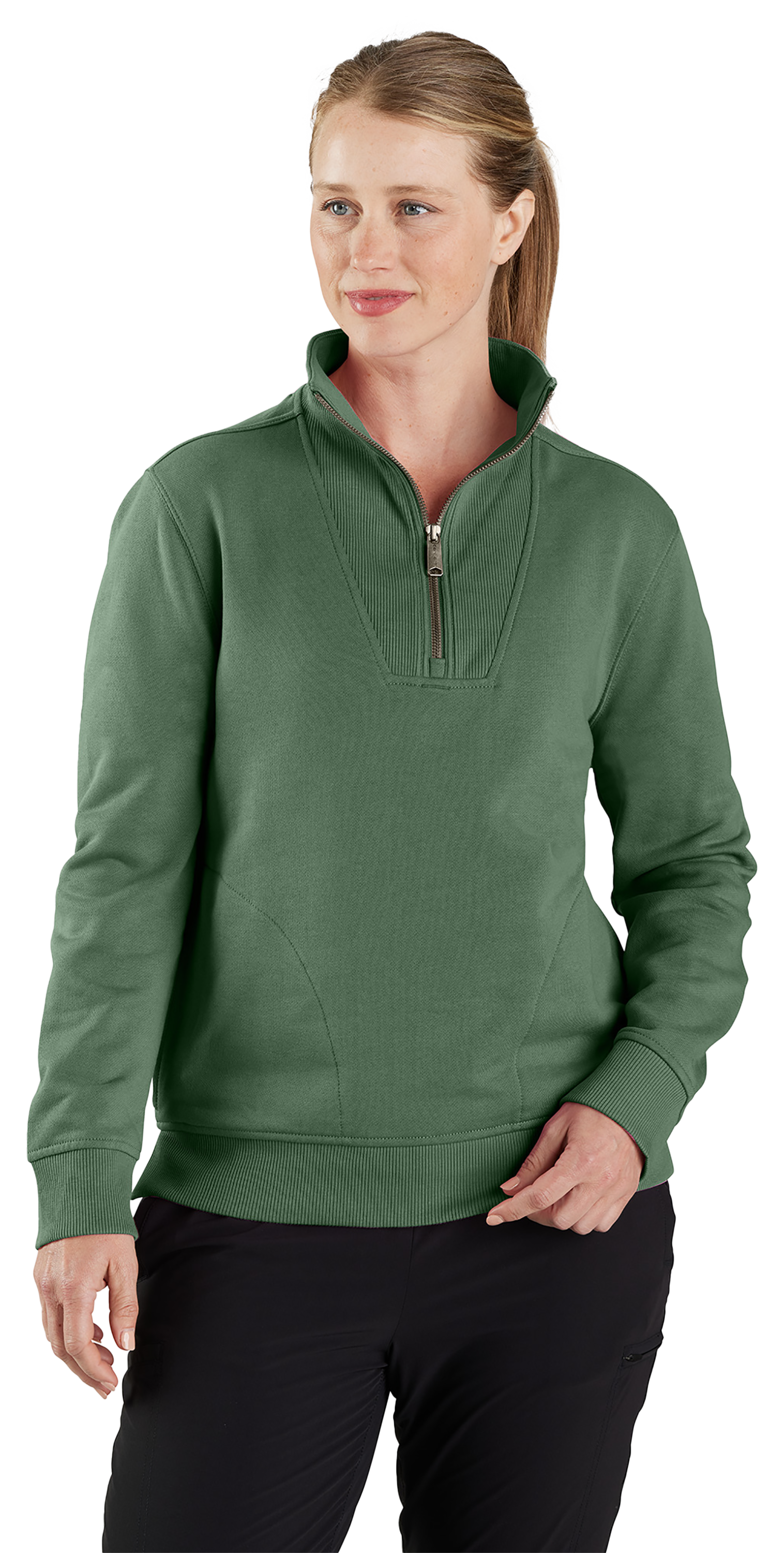 Image of Carhartt TENCEL Fiber Series Relaxed-Fit Half-Zip Long-Sleeve Sweatshirt for Ladies - Frosted Balsam - 3X