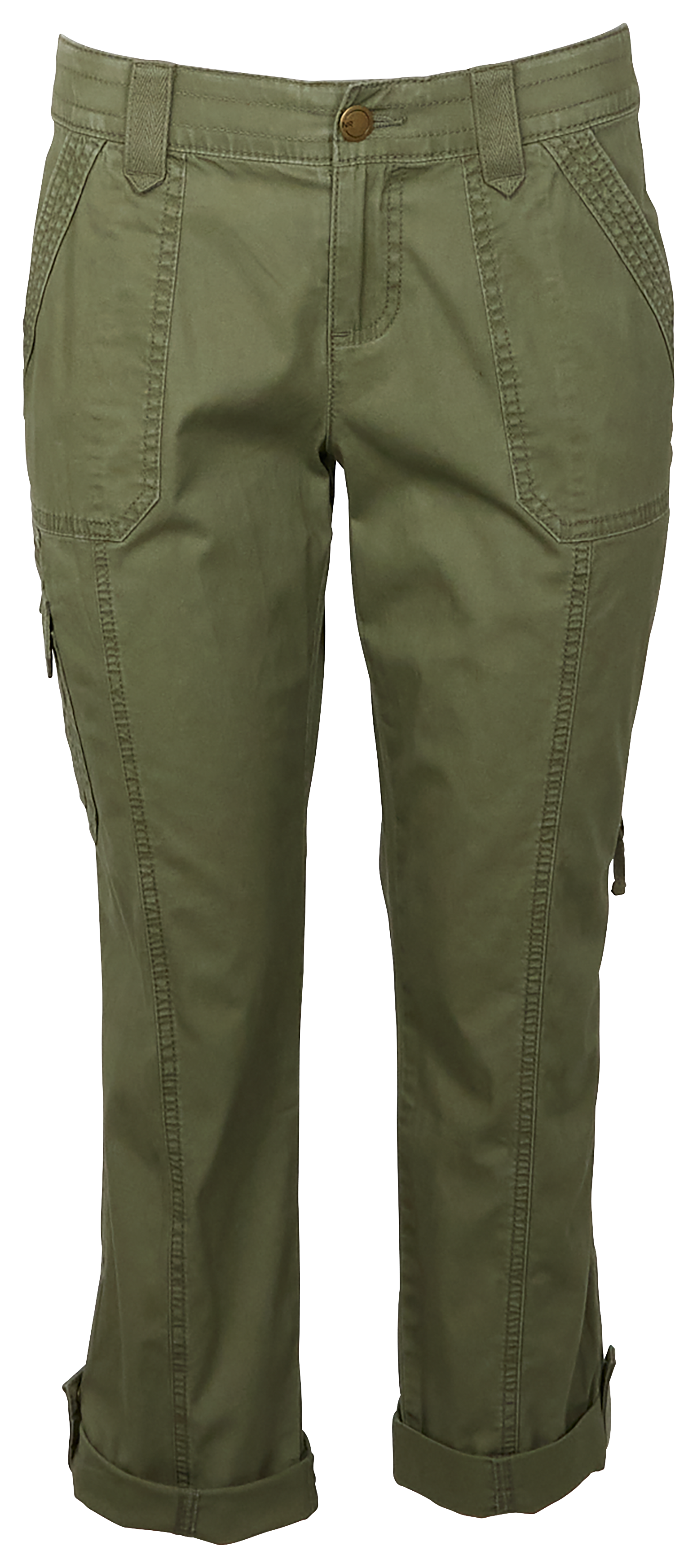 Image of Natural Reflections Camper Cargo Twill Crop Pants - Deep Lichen Green