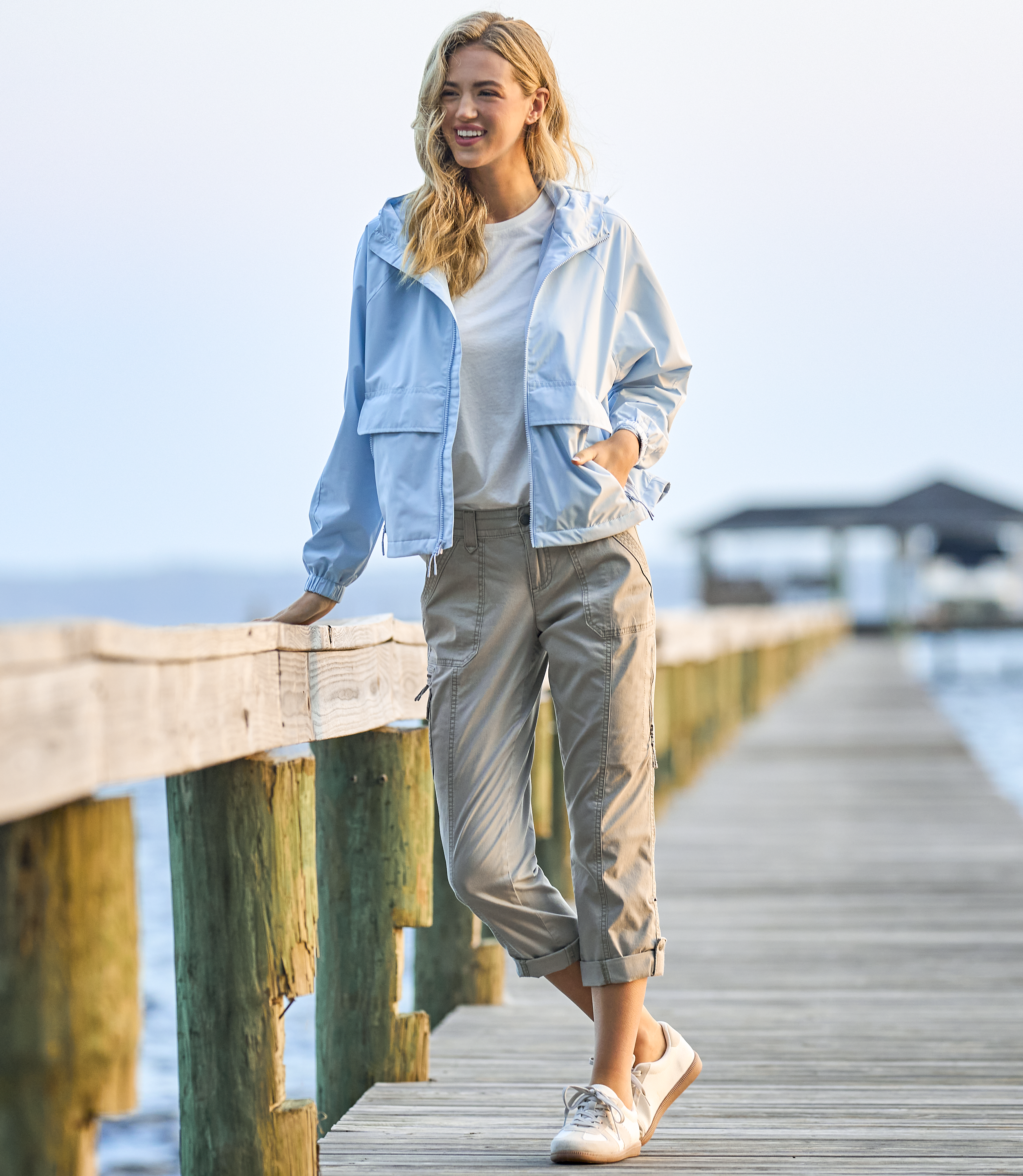 Natural Reflections Camper Cargo Twill Crop Pants for Ladies                                                                    