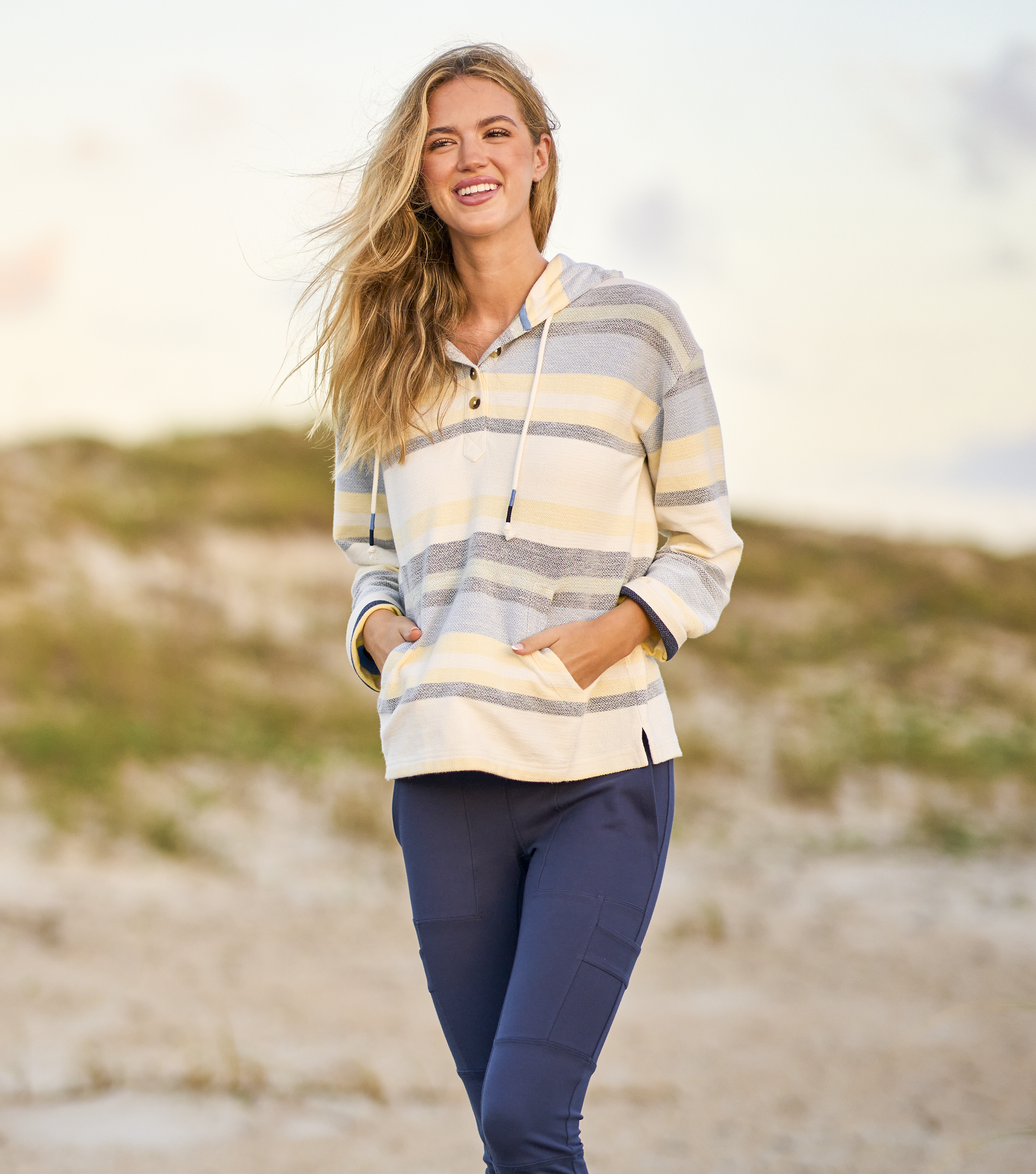 Natural Reflections Stripe Baja Knit Hoodie for Ladies                                                                          
