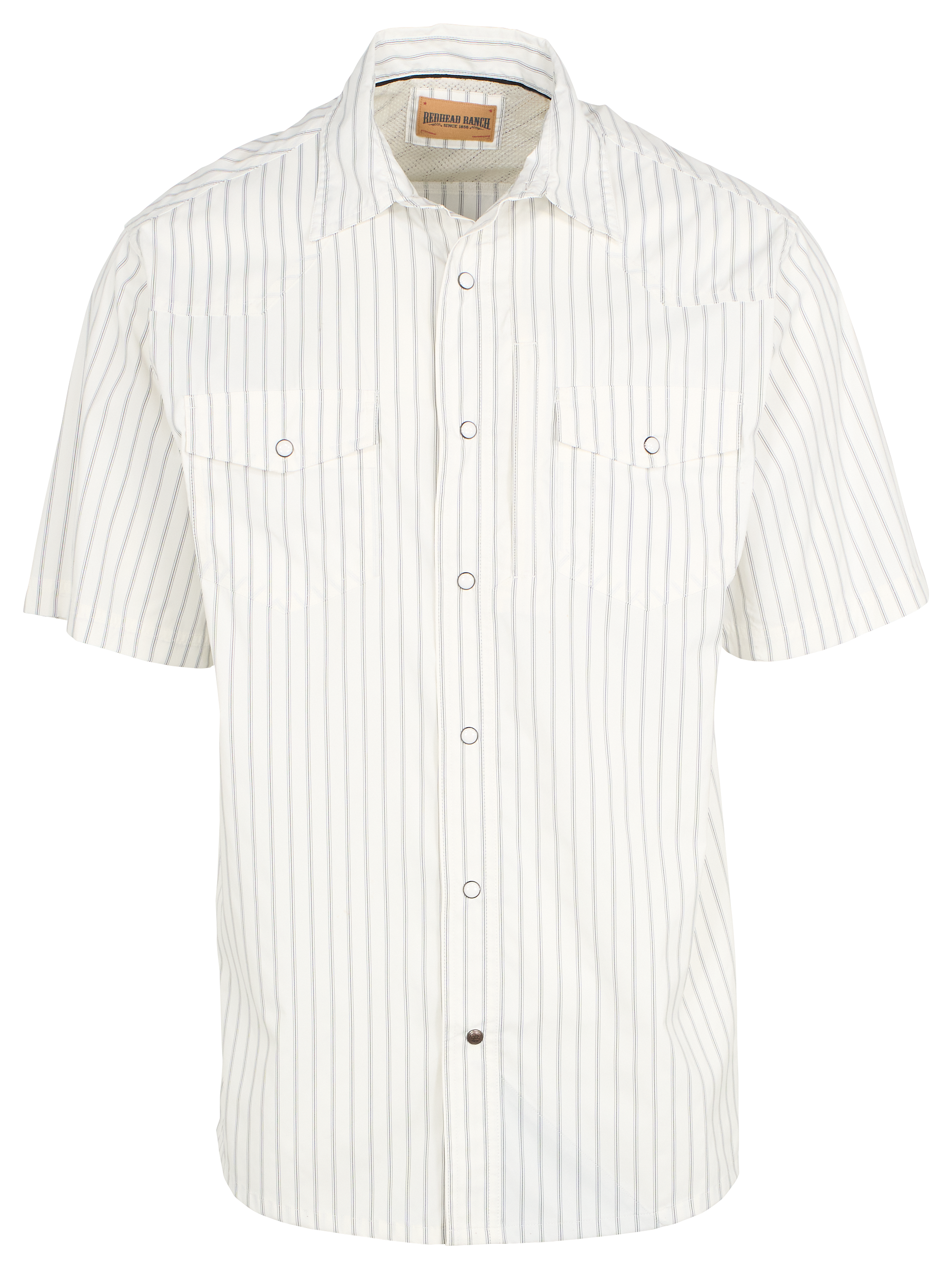 Image of RedHead Ranch Canyonville Performance Short-Sleeve Shirt for Men - White/Black Stripe - M