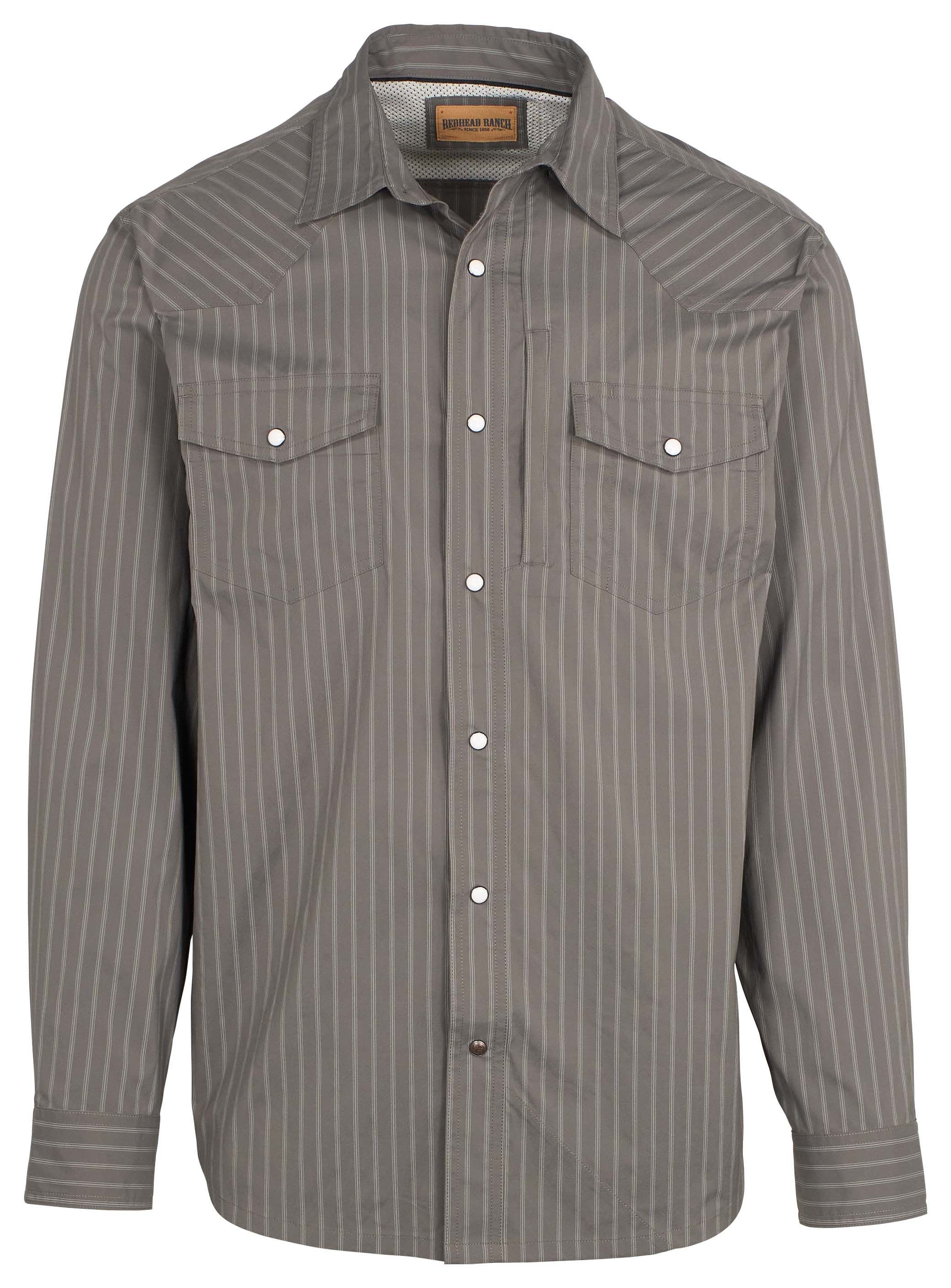 Image of RedHead Ranch Canyonville Performance Long-Sleeve Shirt for Men - Granite/Limestone Stripe