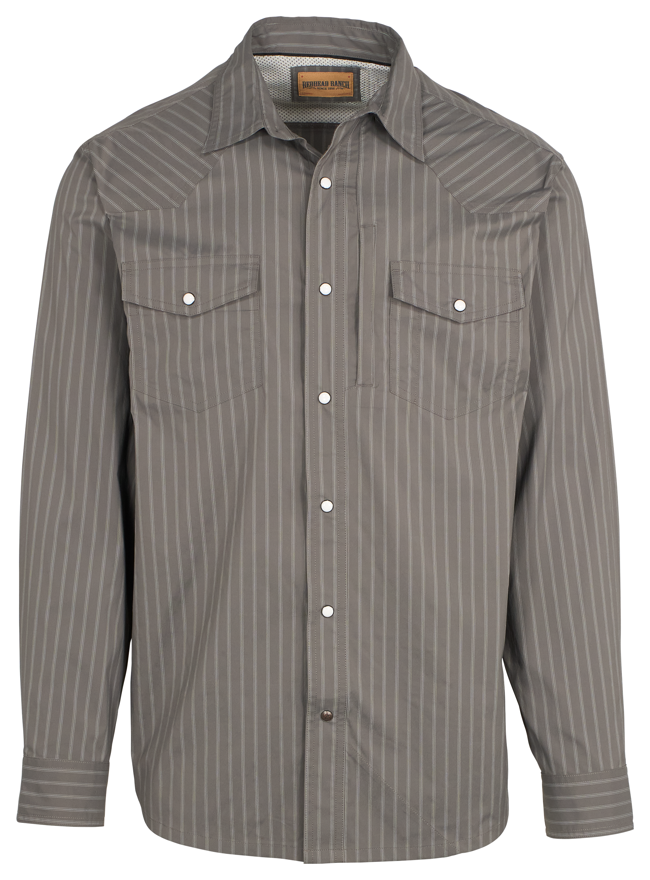Image of RedHead Ranch Canyonville Performance Long-Sleeve Shirt for Men - Granite/Limestone Stripe - 2XL