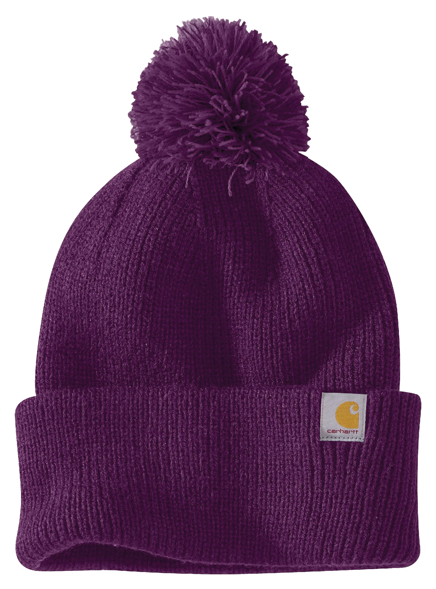 Image of Carhartt Rib-Knit Pom-Pom Cuffed Beanie - Eggplant