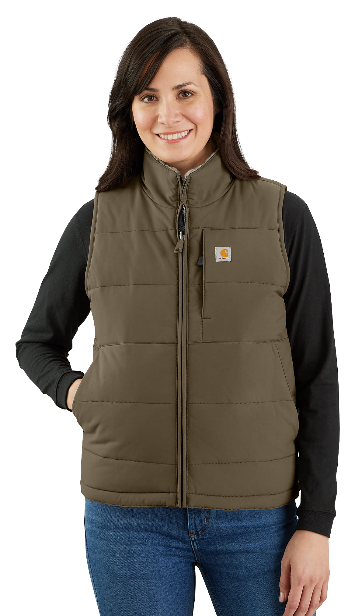 Image of Carhartt Montana Relaxed Fit Insulated Utility Vest for Ladies - Tarmac - XS