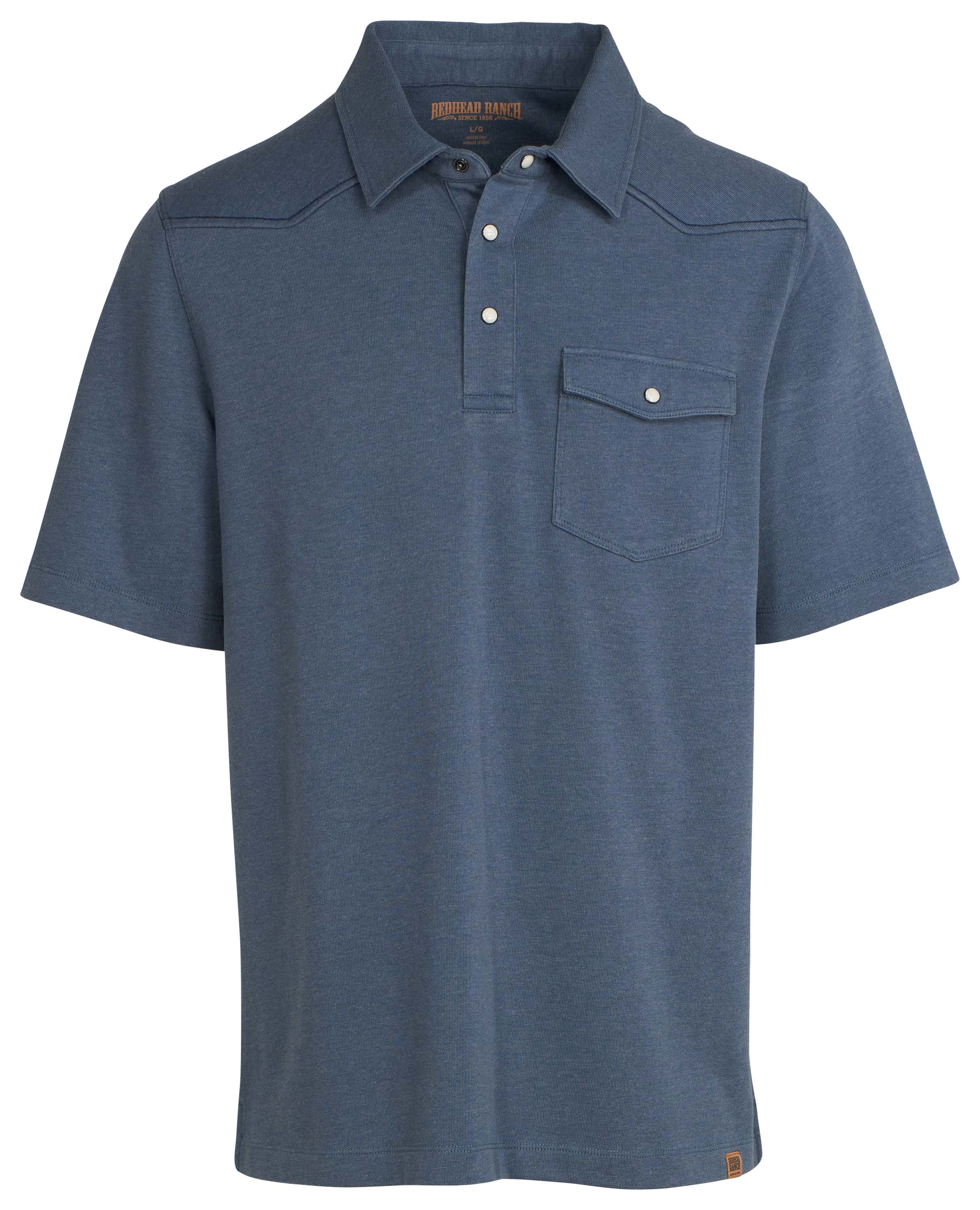 Image of RedHead Ranch Snap Placket and Pocket Short-Sleeve Polo for Men - Sea