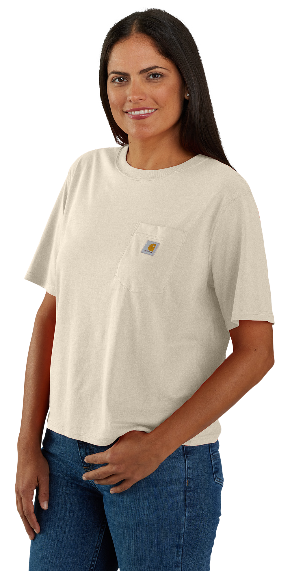 Image of Carhartt TENCEL Fiber Series Loose-Fit Short-Sleeve T-Shirt for Ladies - Oat Milk Heather - 3X
