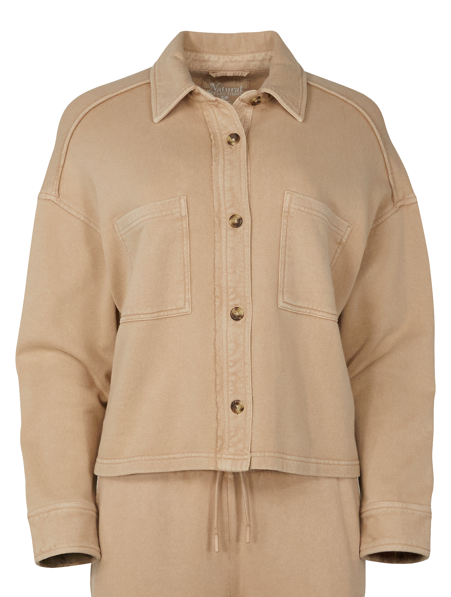 Image of Natural Reflections Harbor Cropped Shirt Jacket - Warm Taupe - XL
