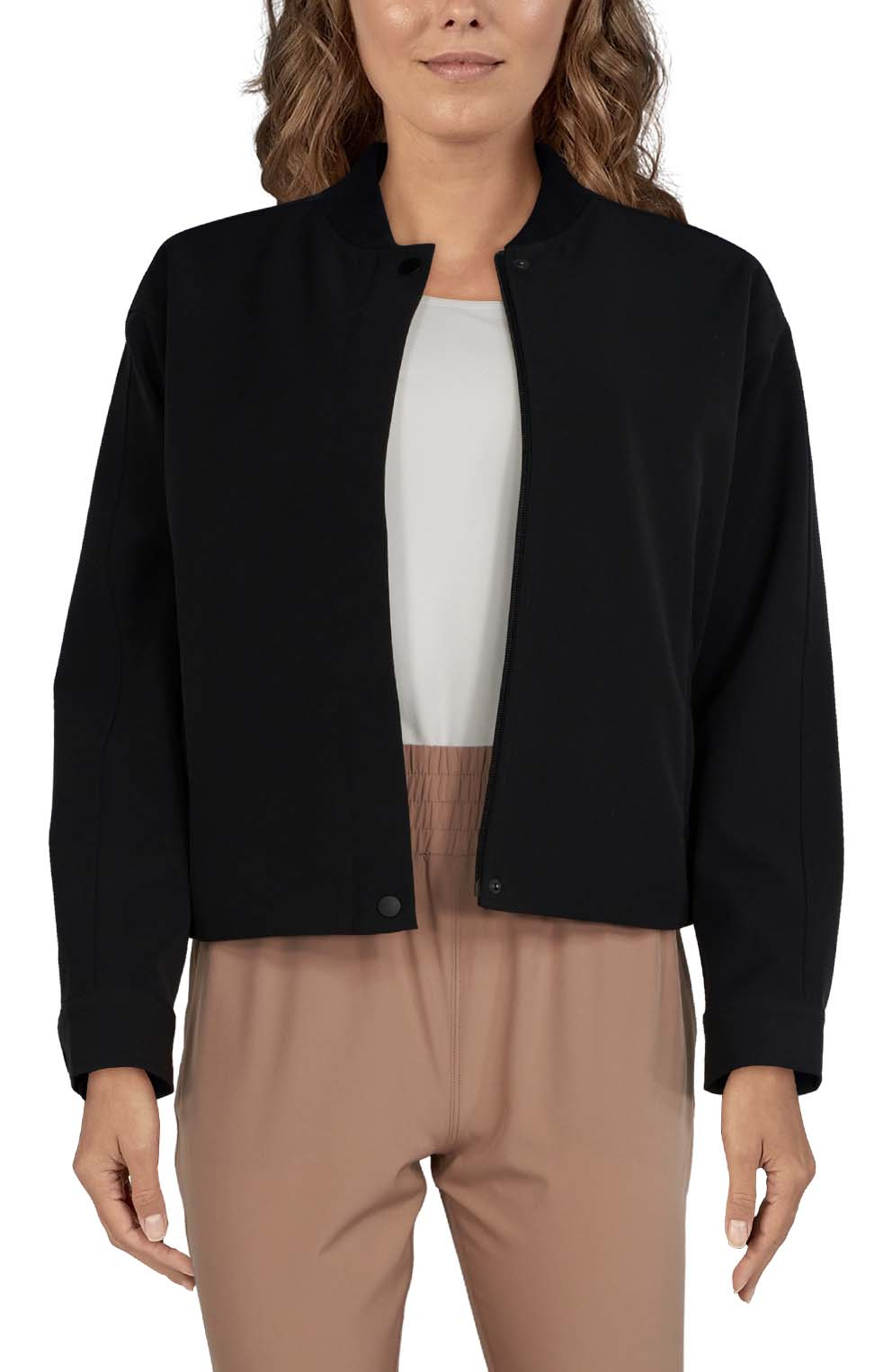 Image of Natural Reflections Stretch Tech Bomber Jacket for Ladies - Moonless Night - S