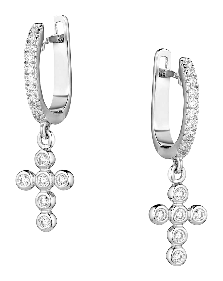 Image of Montana Silversmiths Simple Belief Crystal Cross Earrings