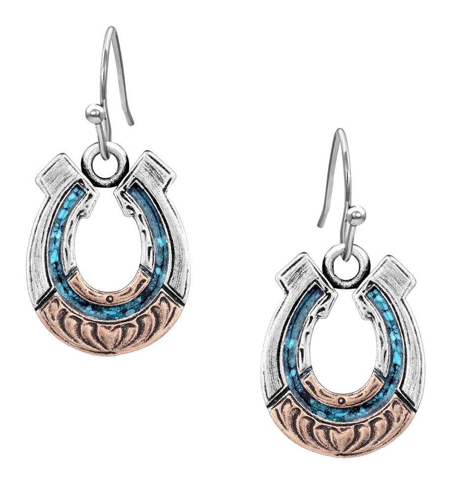 Image of Montana Silversmiths Inner Light Turquoise Horseshoe Earrings