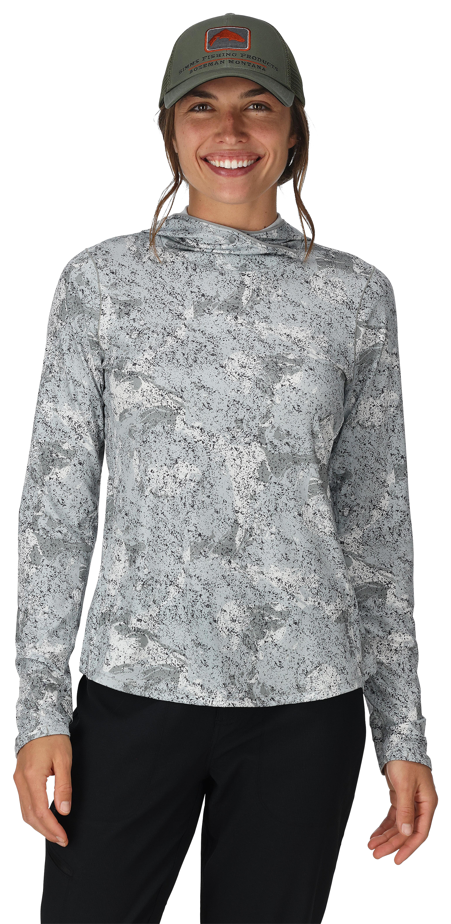 Image of Simms SolarFlex Long-Sleeve Hoodie for Ladies - Back Eddy White