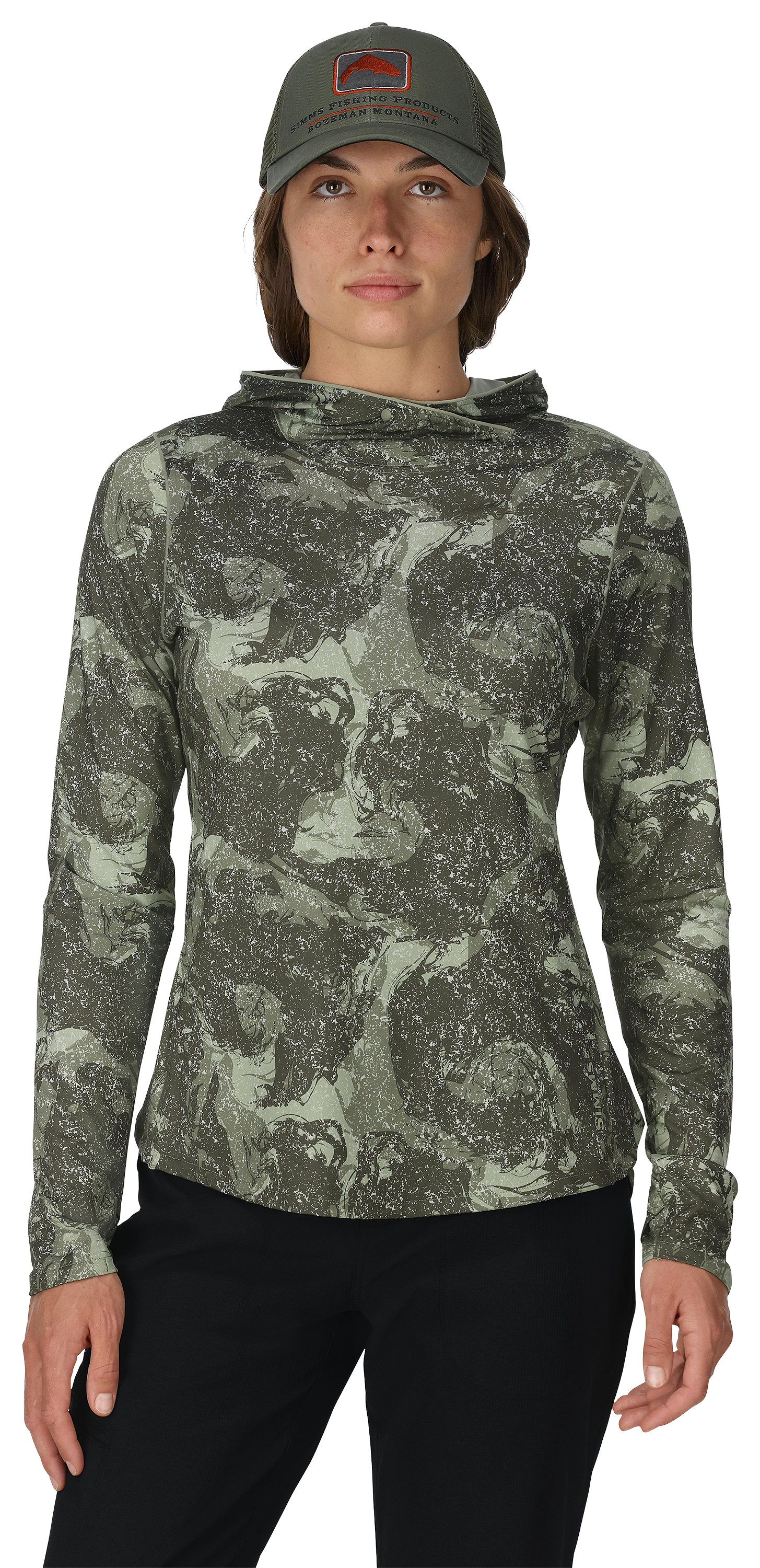 Image of Simms SolarFlex Long-Sleeve Hoodie for Ladies - Back Eddy Willow