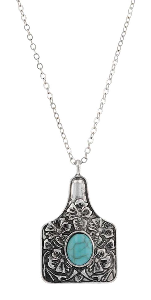 Image of Montana Silversmiths Floral Cowtag Attitude Necklace