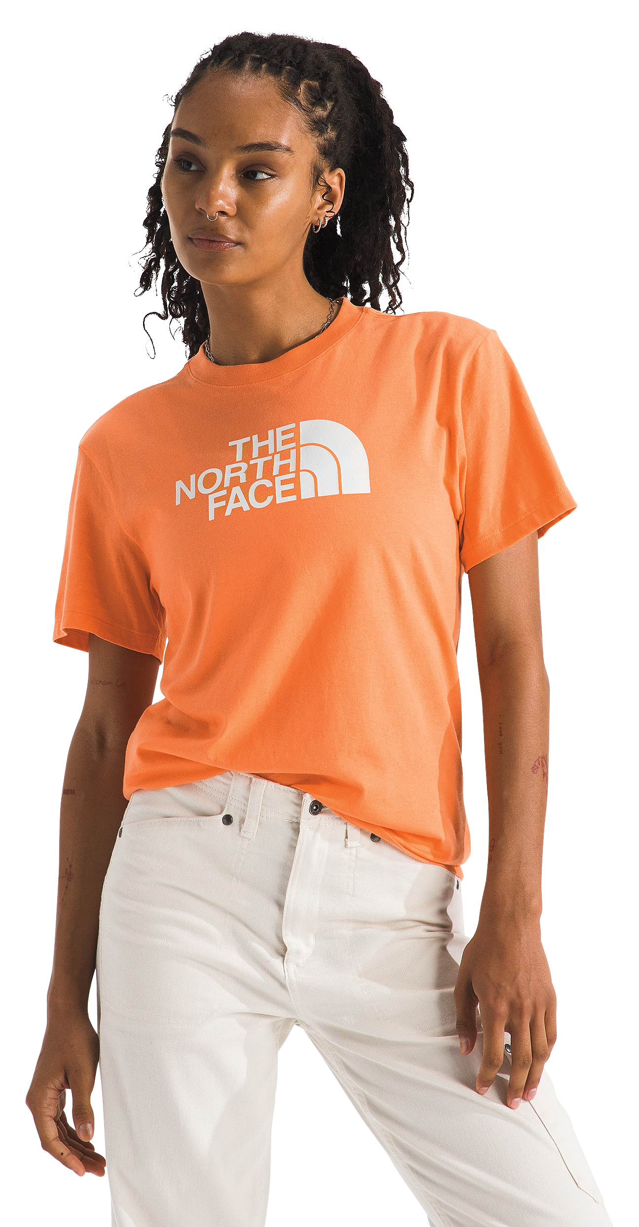 Image of The North Face Core Half Dome Short-Sleeve T-Shirt for Ladies - Papaya/TNF White - XL