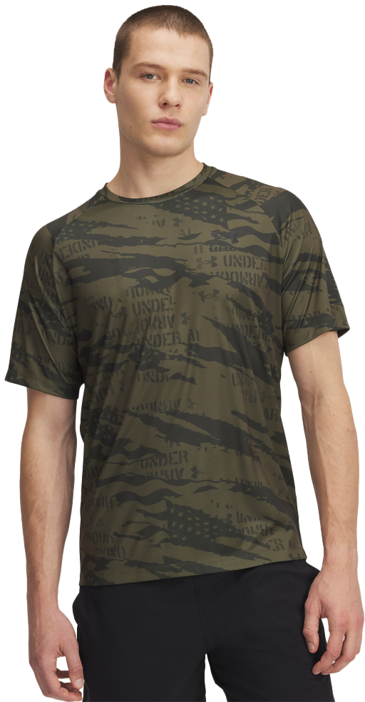 Image of Under Armour Freedom Tech Camo Short-Sleeve Shirt for Men - Marine OD Green - M