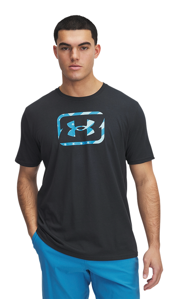 Image of Under Armour Freedom Hook Short-Sleeve T-Shirt for Men - Anthracite/Ether Blue