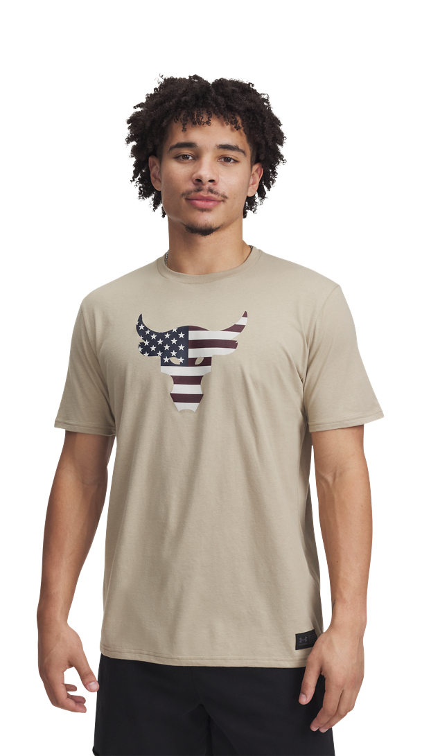 Image of Under Armour Project Rock Freedom Bull Short-Sleeve T-Shirt - City Khaki