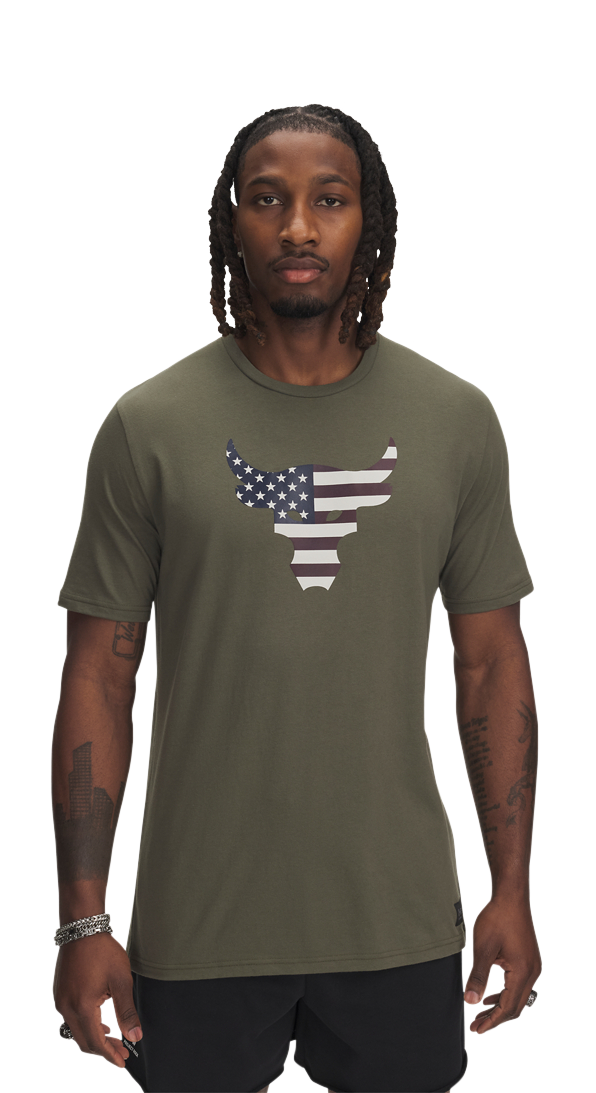 Image of Under Armour Project Rock Freedom Bull Short-Sleeve T-Shirt - Marine OD Green - S