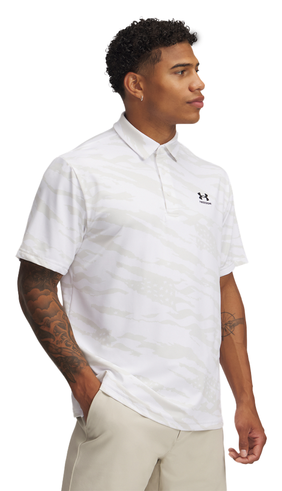 Under Armour Printed Freedom Short-Sleeve Polo Shirt for Men - White