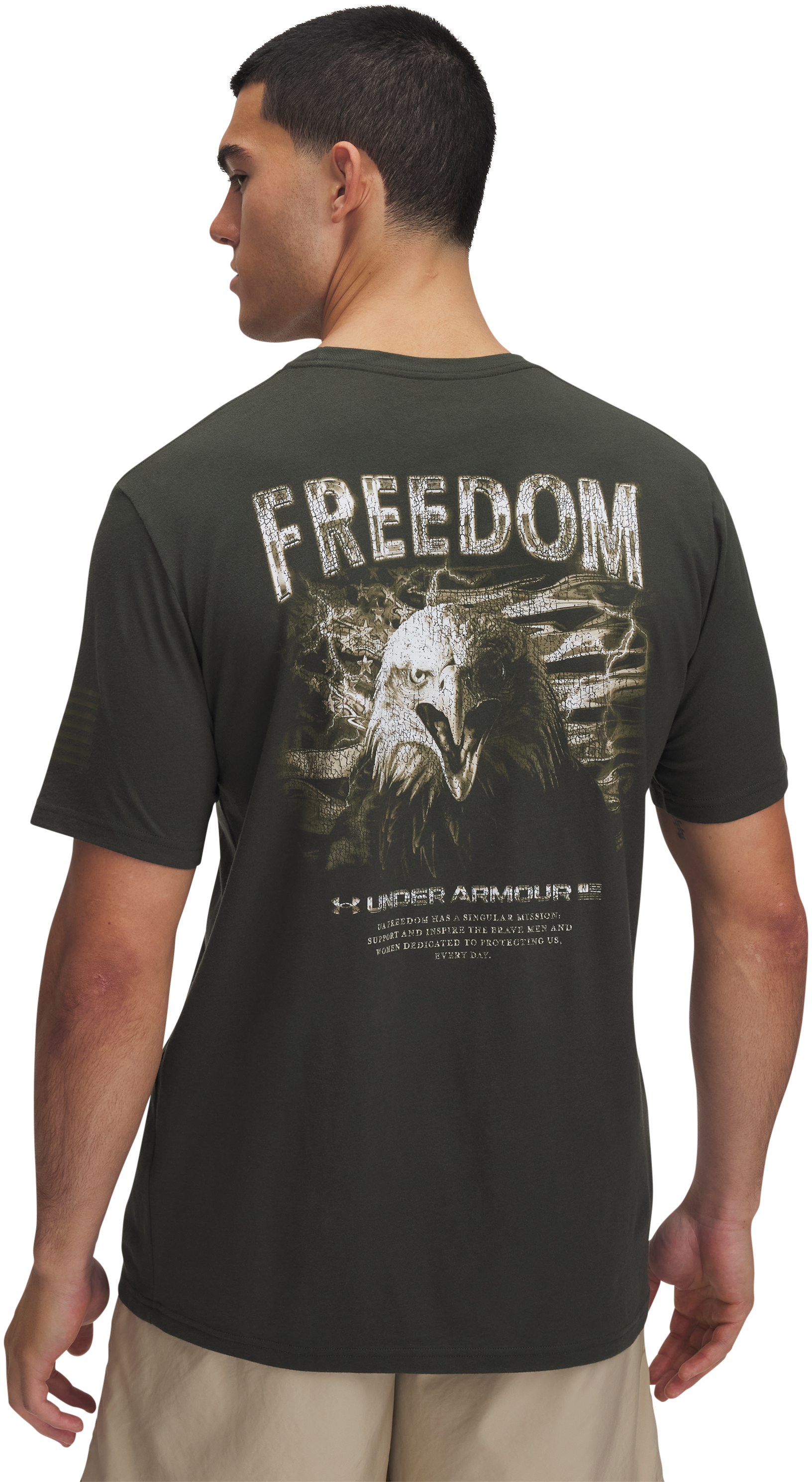Image of Under Armour Freedom Eagle Short-Sleeve Shirt for Men - Baroque Green