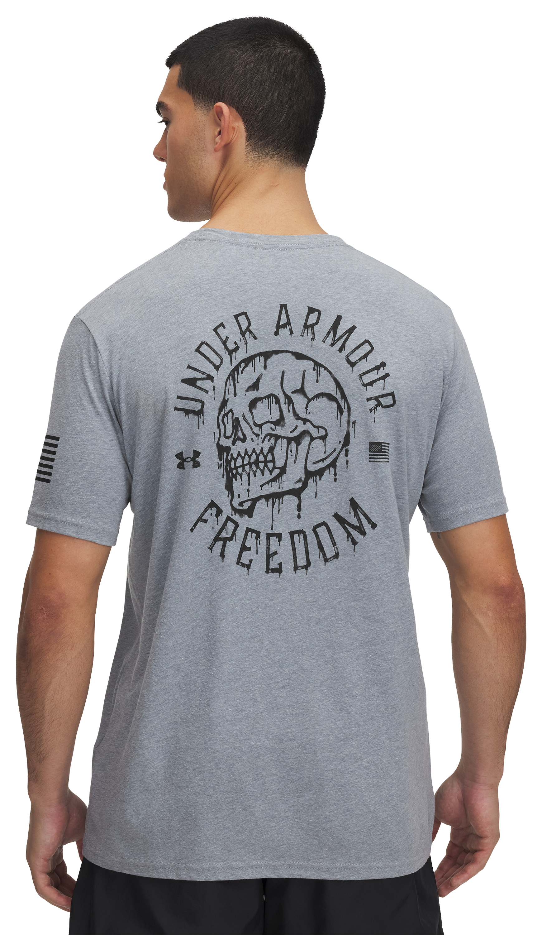 Image of Under Armour Freedom Skull Short-Sleeve T-Shirt for Men - Steel Light Heather - S