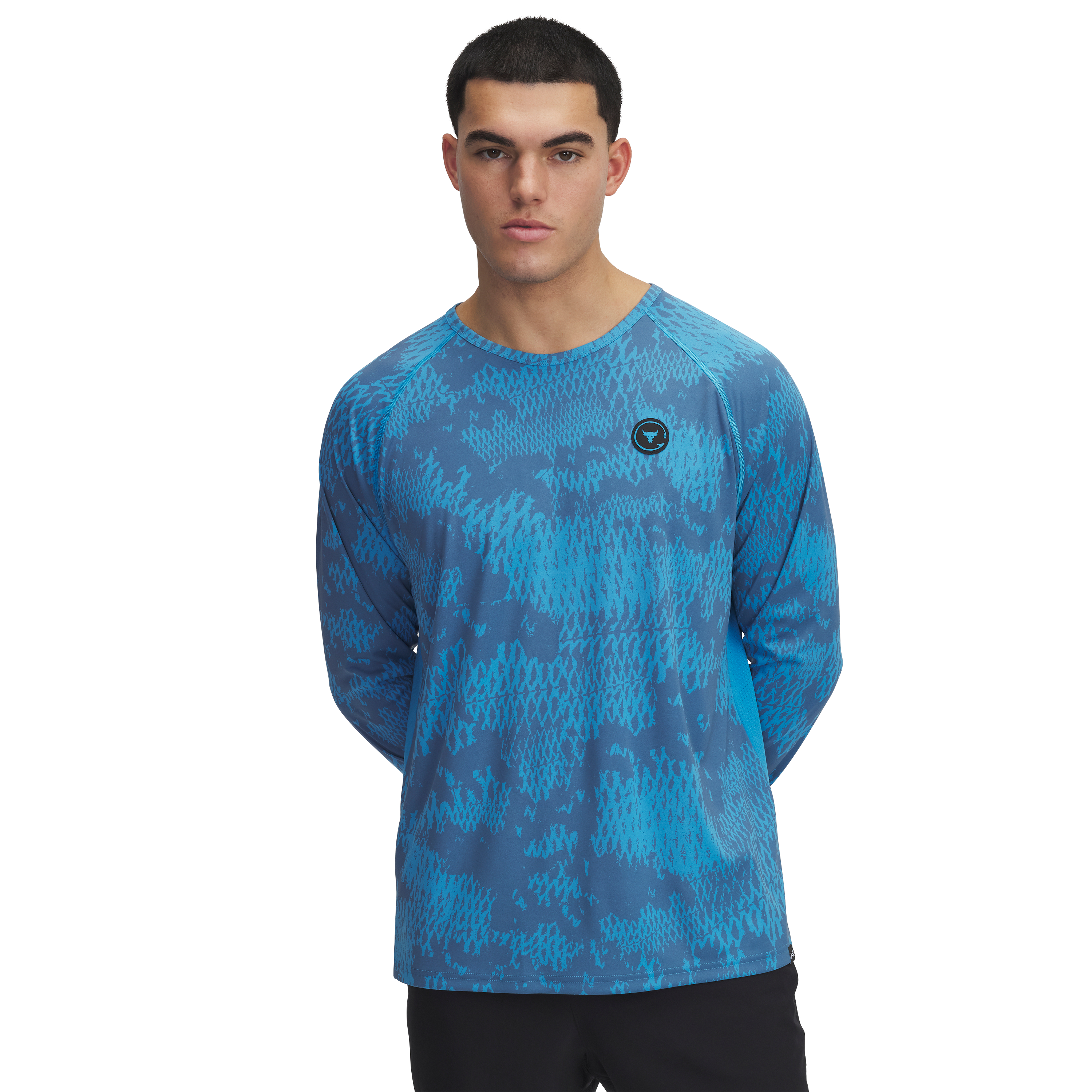 Image of Under Armour Project Rock IsoChill Long-Sleeve Fishing Shirt for Men - Ether Blue - M