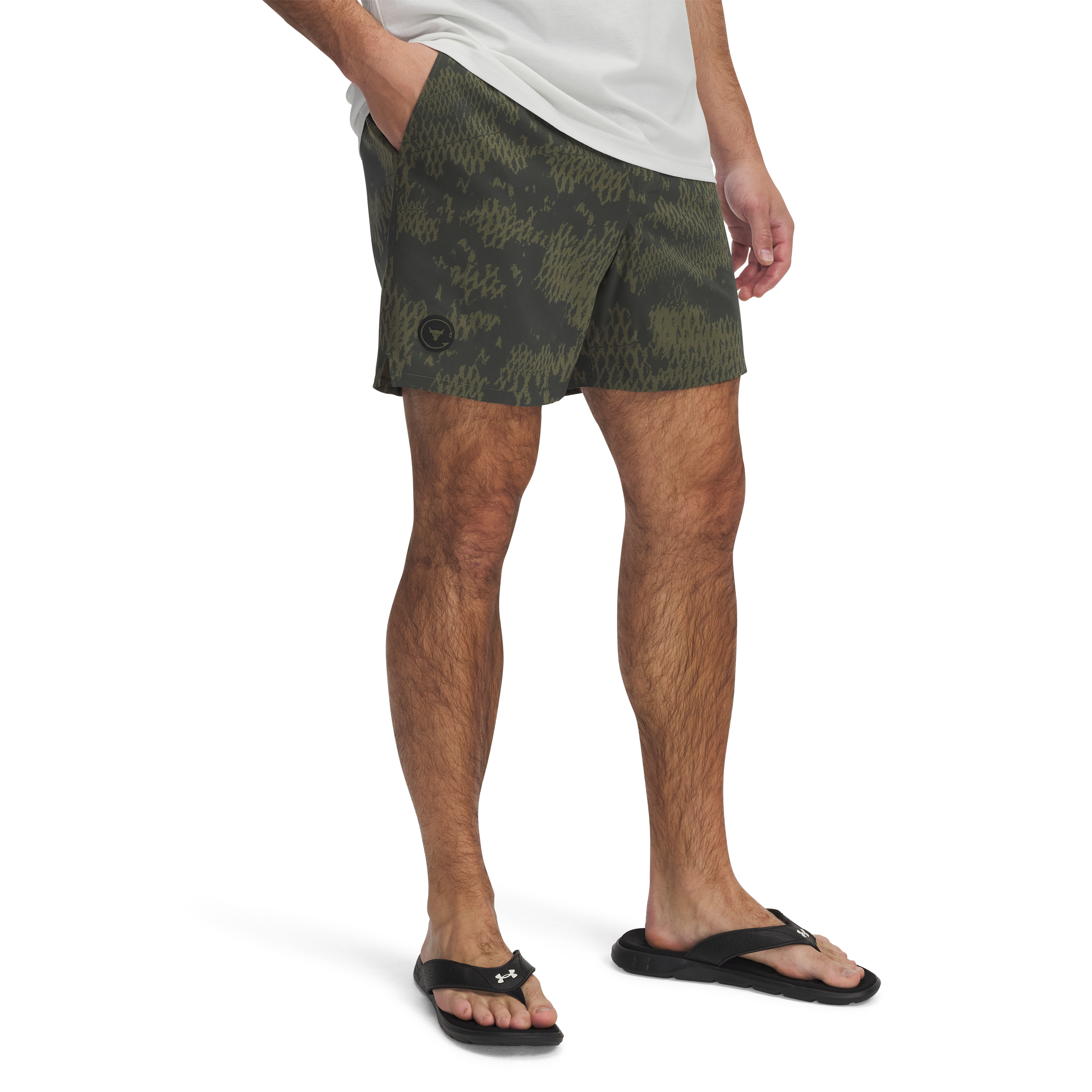 Image of Under Armour Project Rock Board Shorts for Men - Marine OD Green