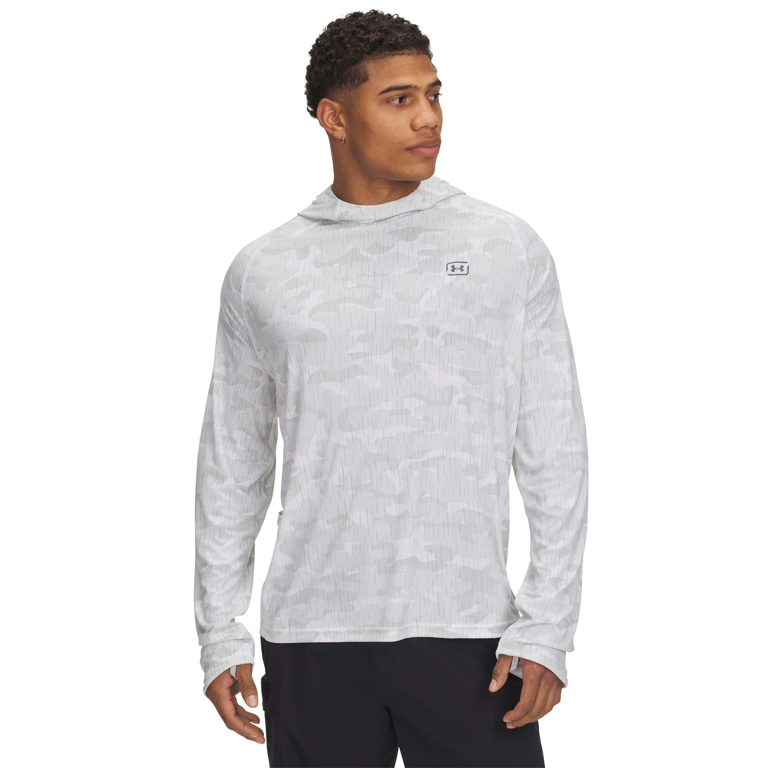 Image of Under Armour Fish Elite Printed Hoodie for Men - White/Castlerock - XL
