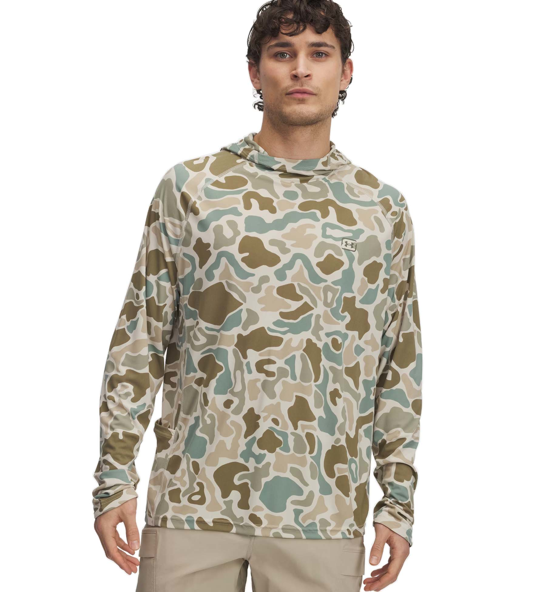 Image of Under Armour Fish Elite Printed Hoodie - Sandstorm/Marine OD Green