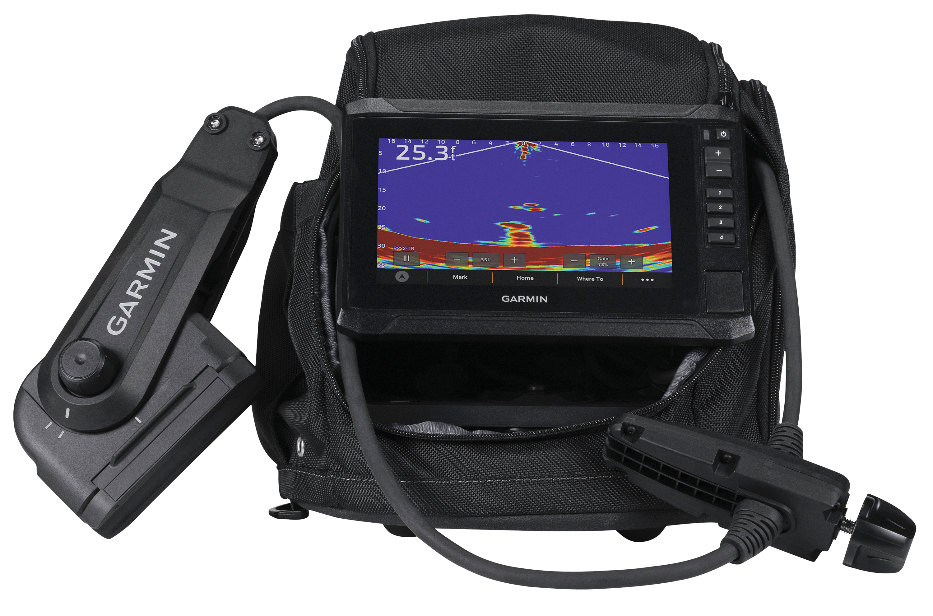 GARMIN Panoptix PS22-IF Portable Live Sonar Ice-Fishing Transducer Bundle with 7'' ECHOMAP UHD2 Chartplotter