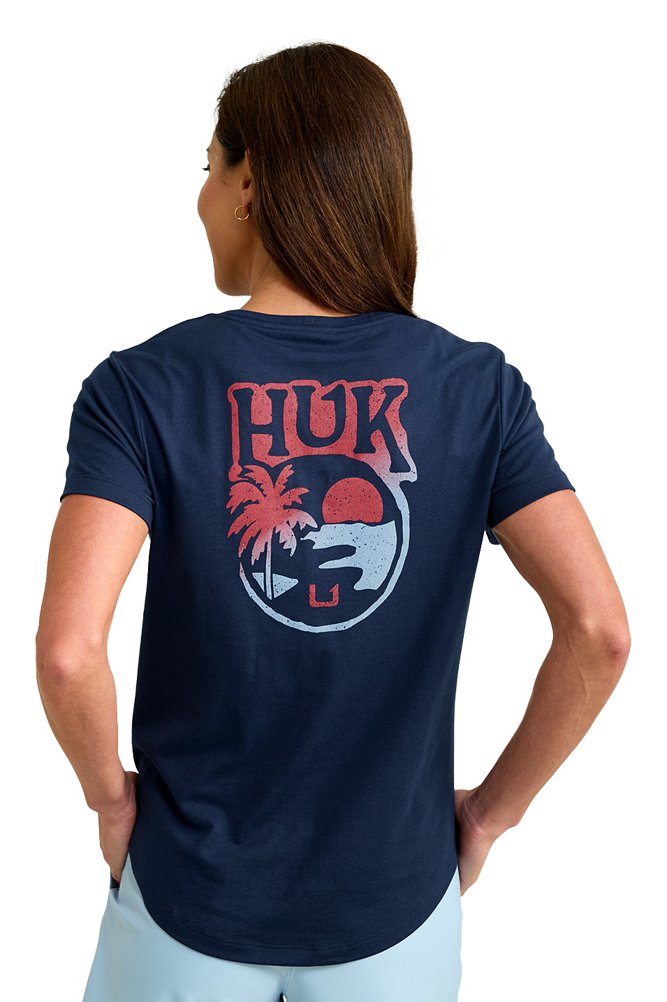 HUK Sunset Graphic V-Neck Short-Sleeve T-Shirt for Ladies
