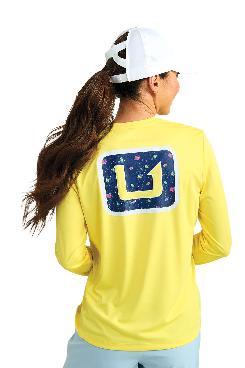 Image of Huk Pursuit Huk Box Long-Sleeve V-Neck Shirt for Ladies - Yellowfin