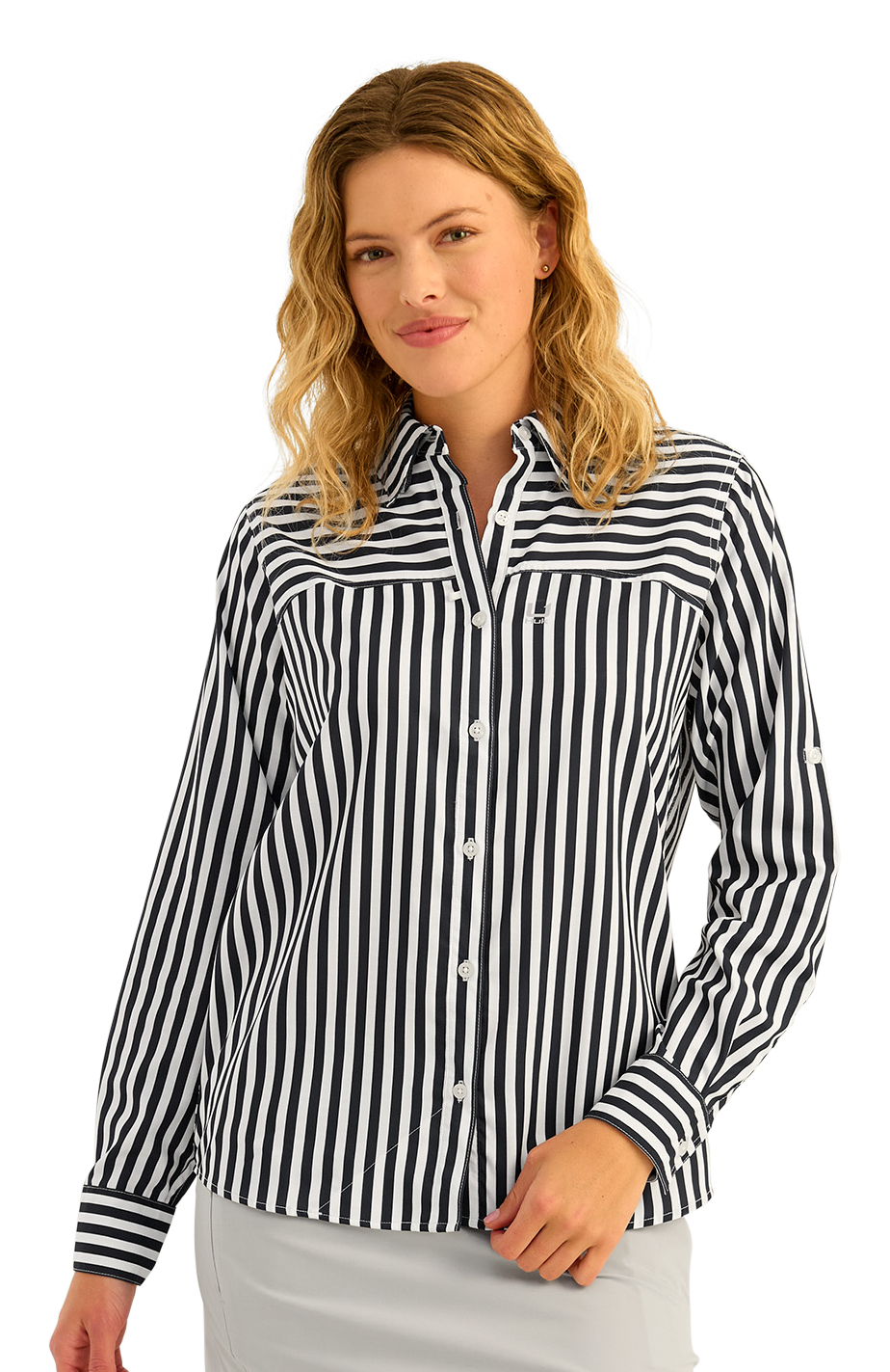 Image of Huk Tide Point Novelty Long-Sleeve Shirt for Ladies - Naval Academy
