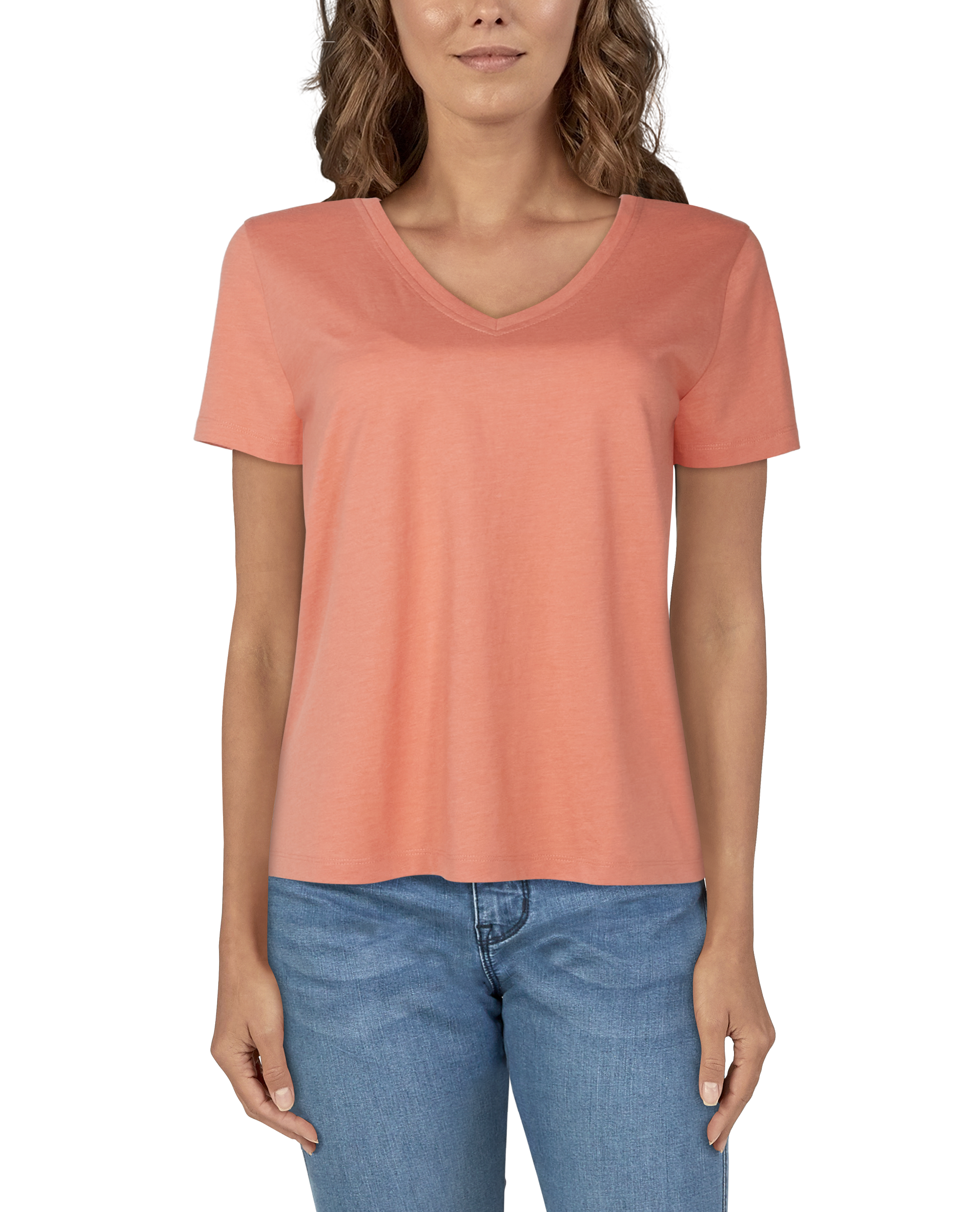Natural Reflections Everyday V-Neck Short-Sleeve T-Shirt - Tawny Orange - L