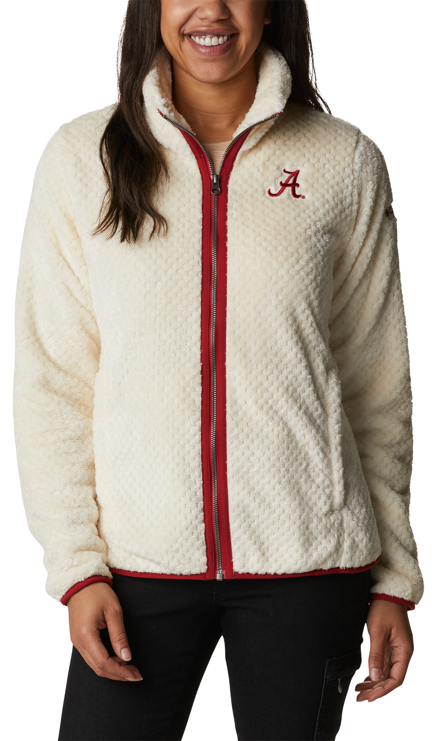 Image of Columbia Collegiate Fire Side II Sherpa Full-Zip Fleece for Ladies - Univ of Alalbama/Chalk - M