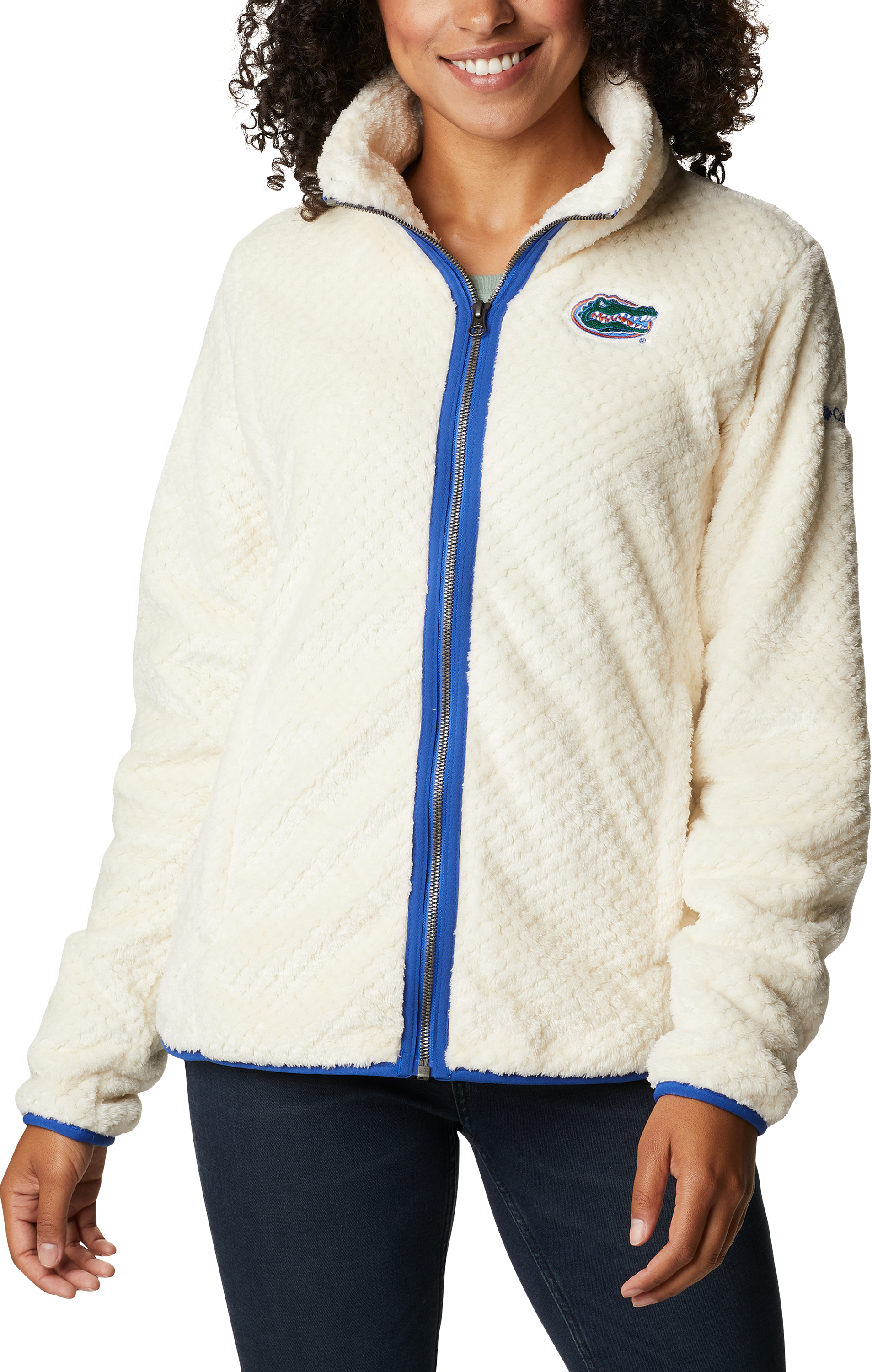 Image of Columbia Collegiate Fire Side II Sherpa Full-Zip Fleece for Ladies - Univ of Florida/Chalk - S