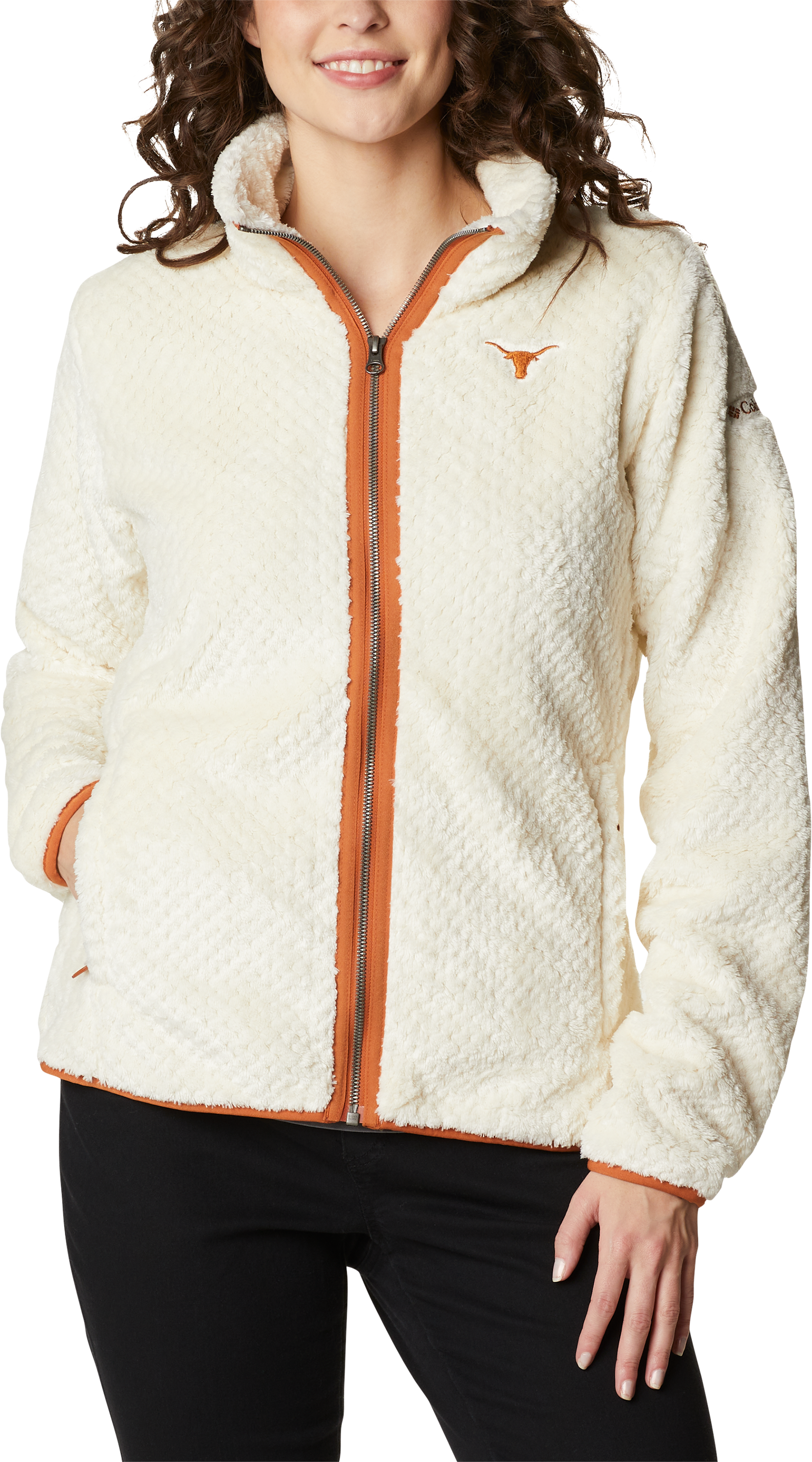 Image of Columbia Collegiate Fire Side II Sherpa Full-Zip Fleece for Ladies - University of Texas/Chalk - S