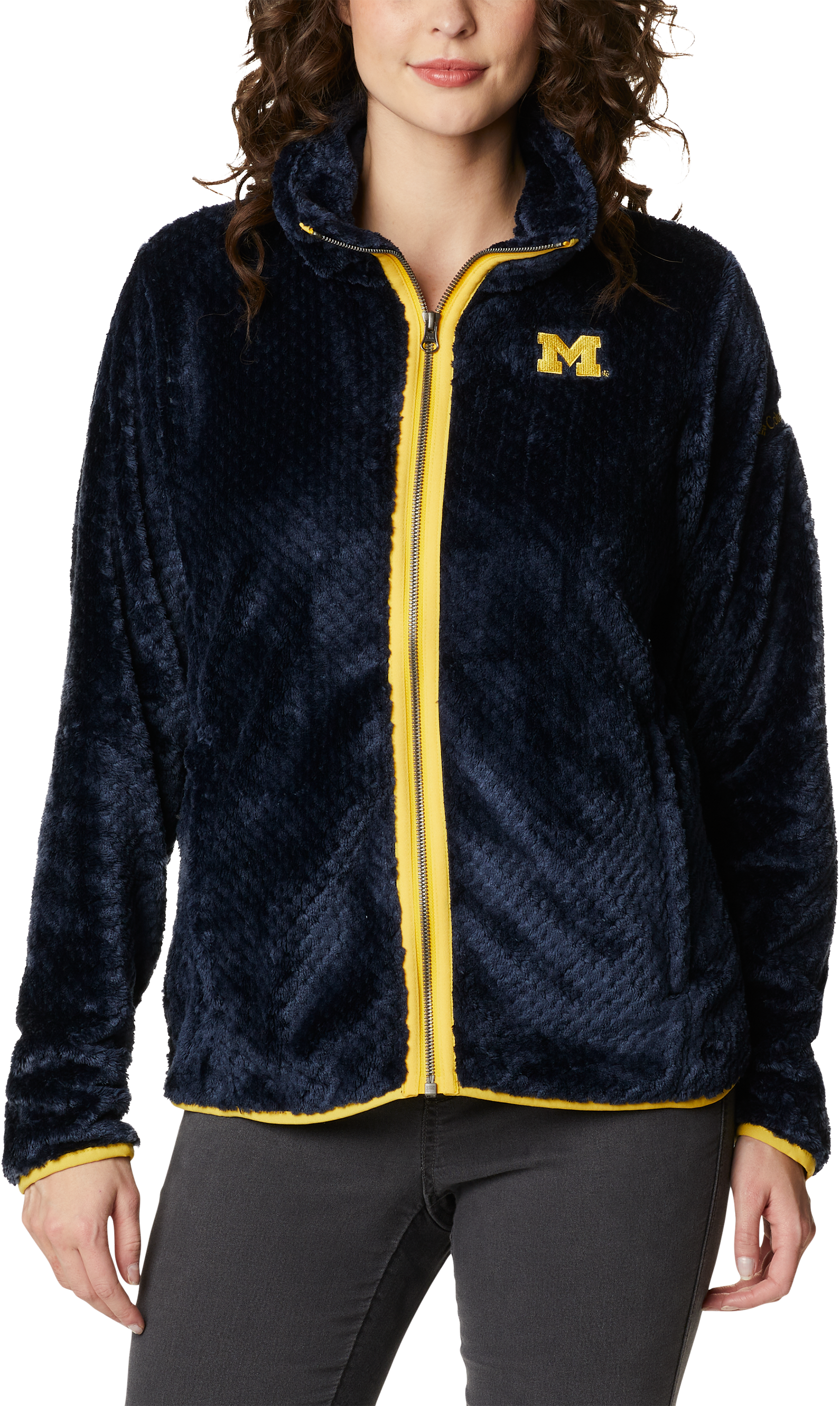 Image of Columbia Collegiate Fire Side II Sherpa Full-Zip Fleece for Ladies - Univ of Michigan/Collegiate Navy - S